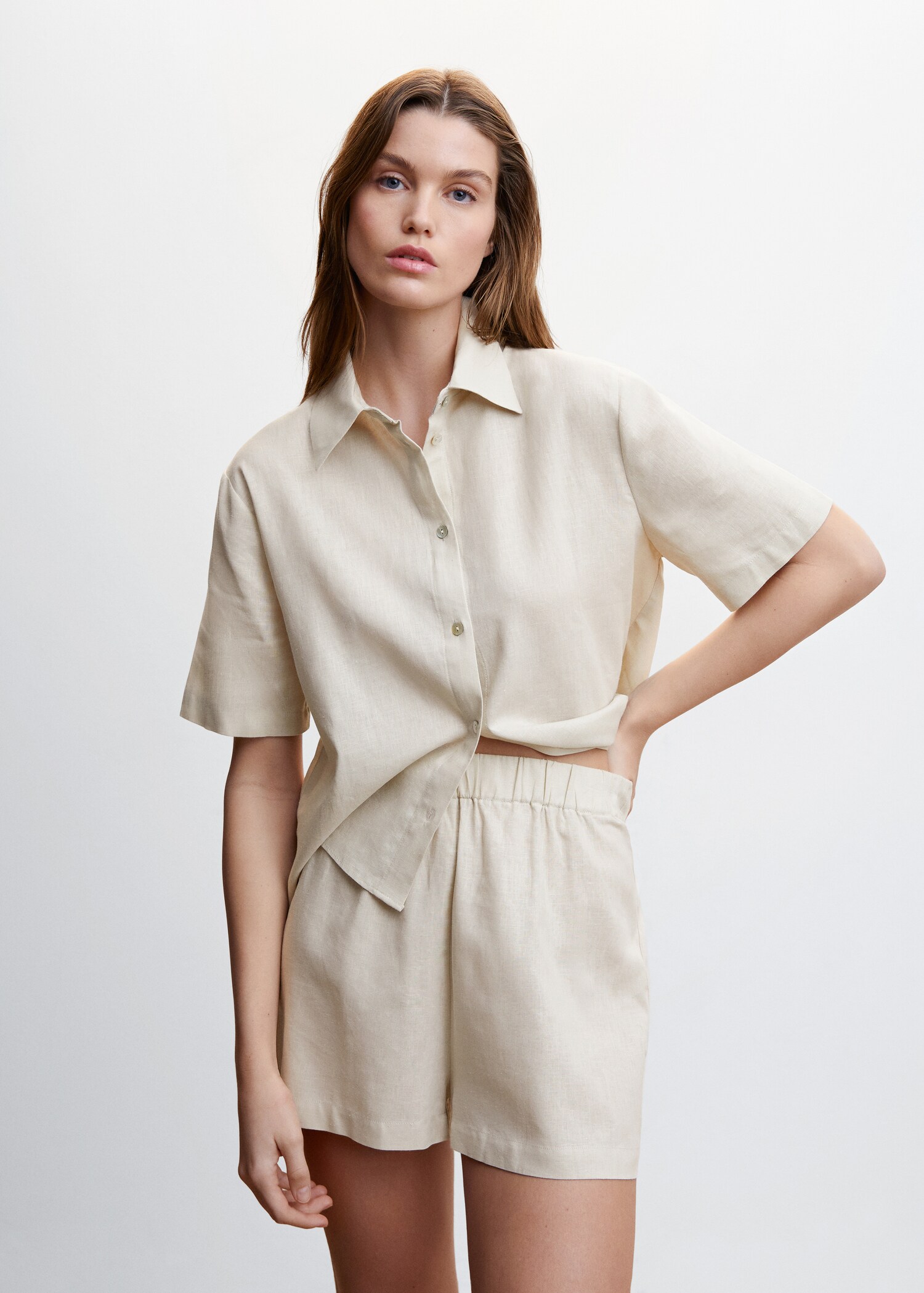 Shorts pijama lino - Plano medio