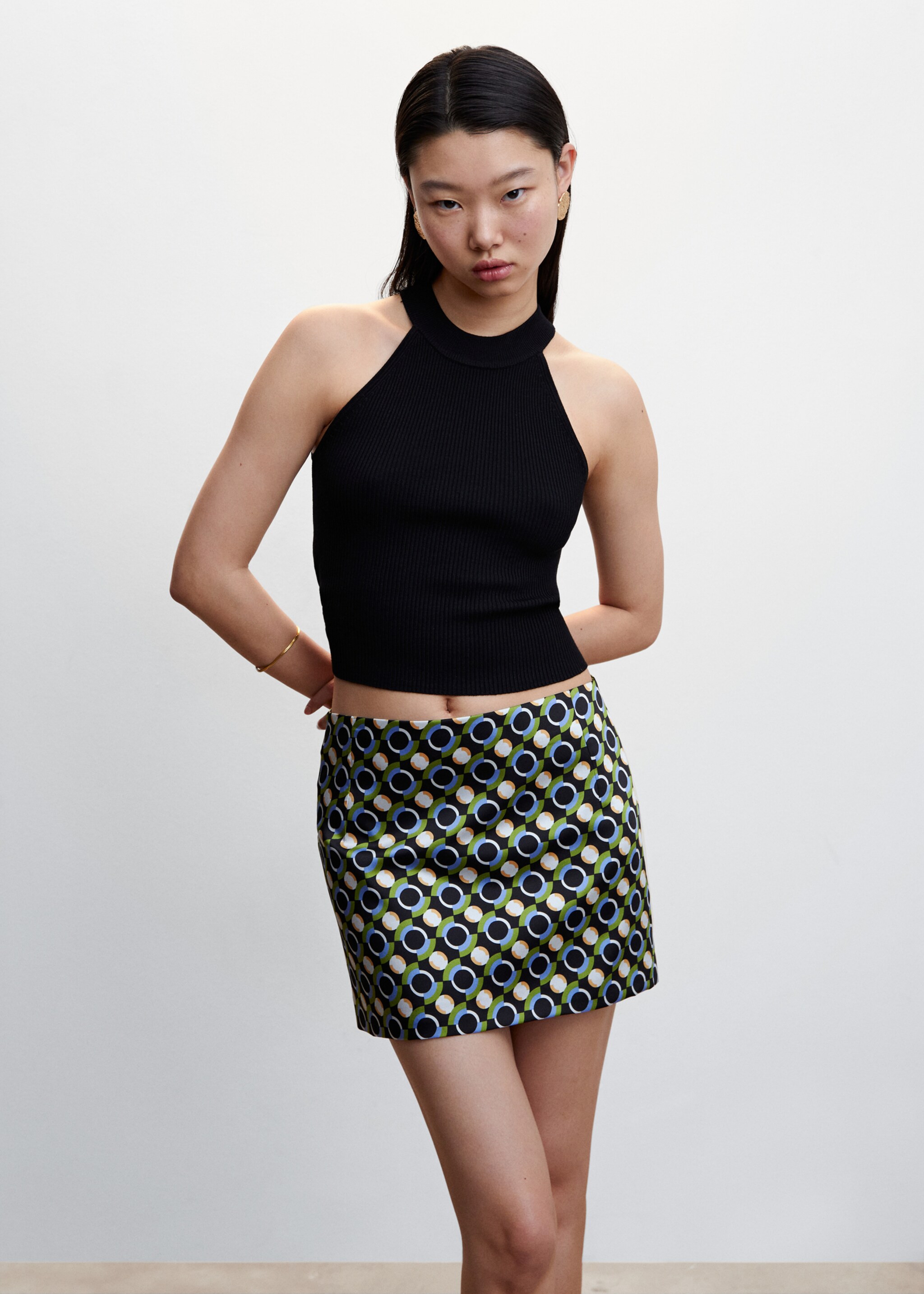 Printed miniskirt - Medium plane, Black. Ref: 47097139-00.
