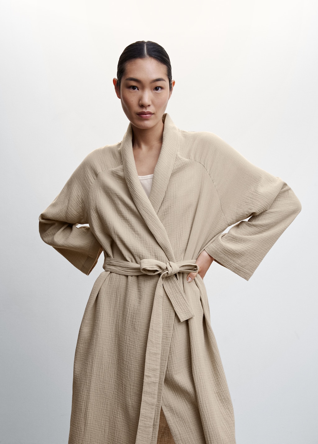 Textured cotton robe