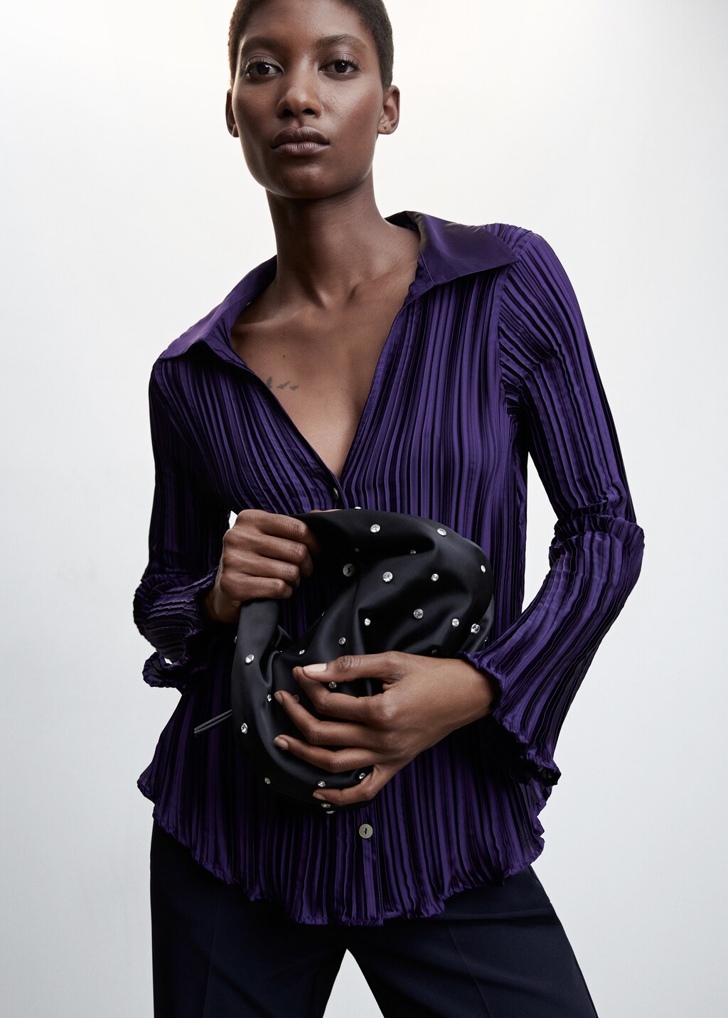 Chemise plissee satinee