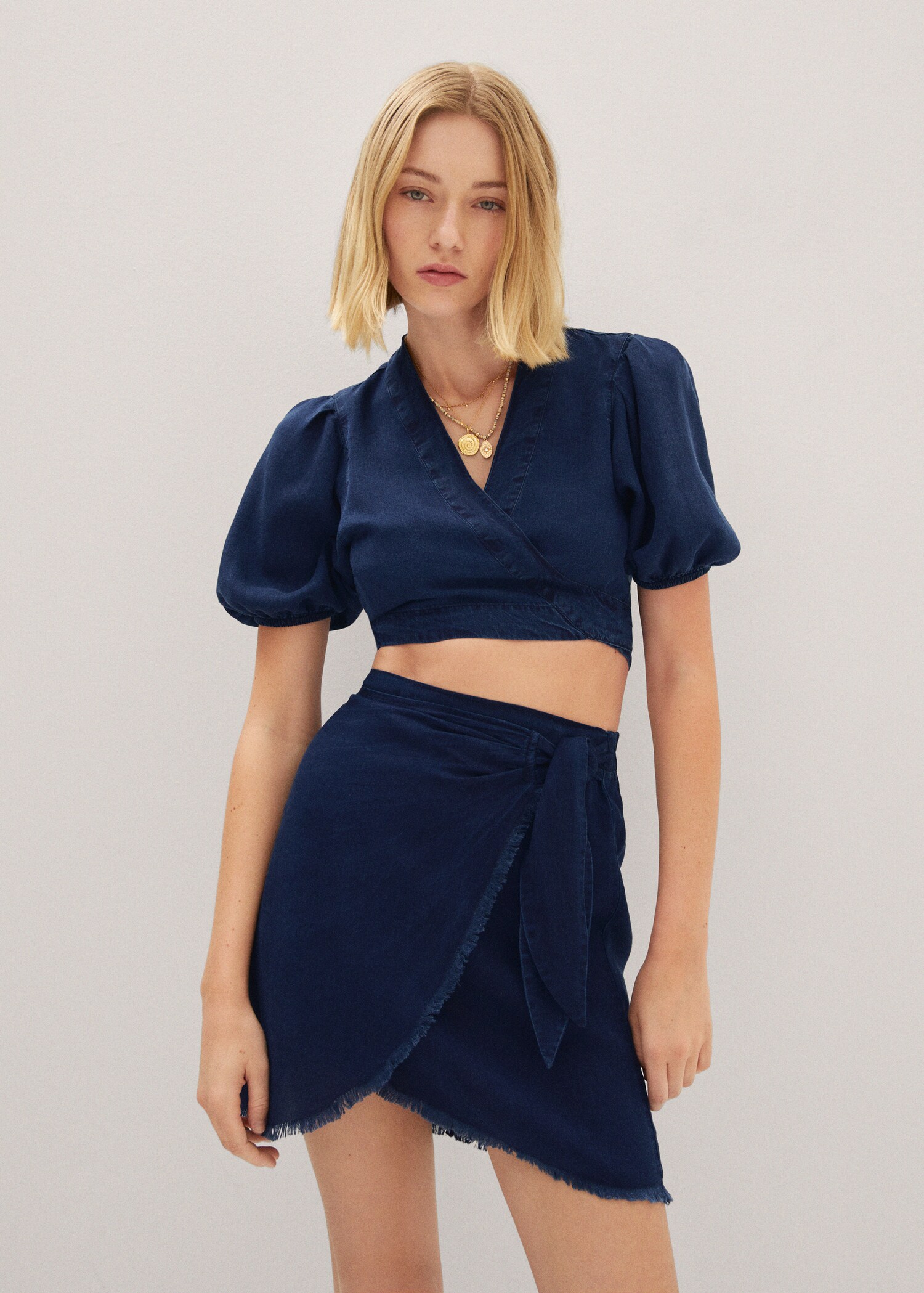 Lyocell wrap mini-skirt - Medium plane