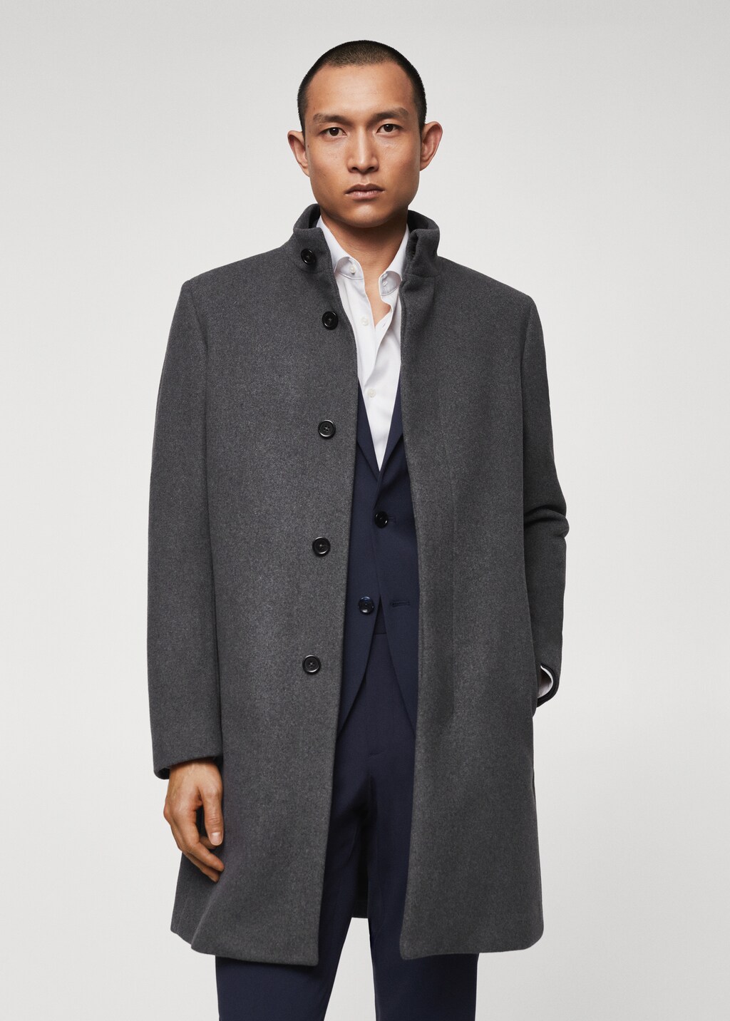 Wool funnel neck coat Men MANGO Iran