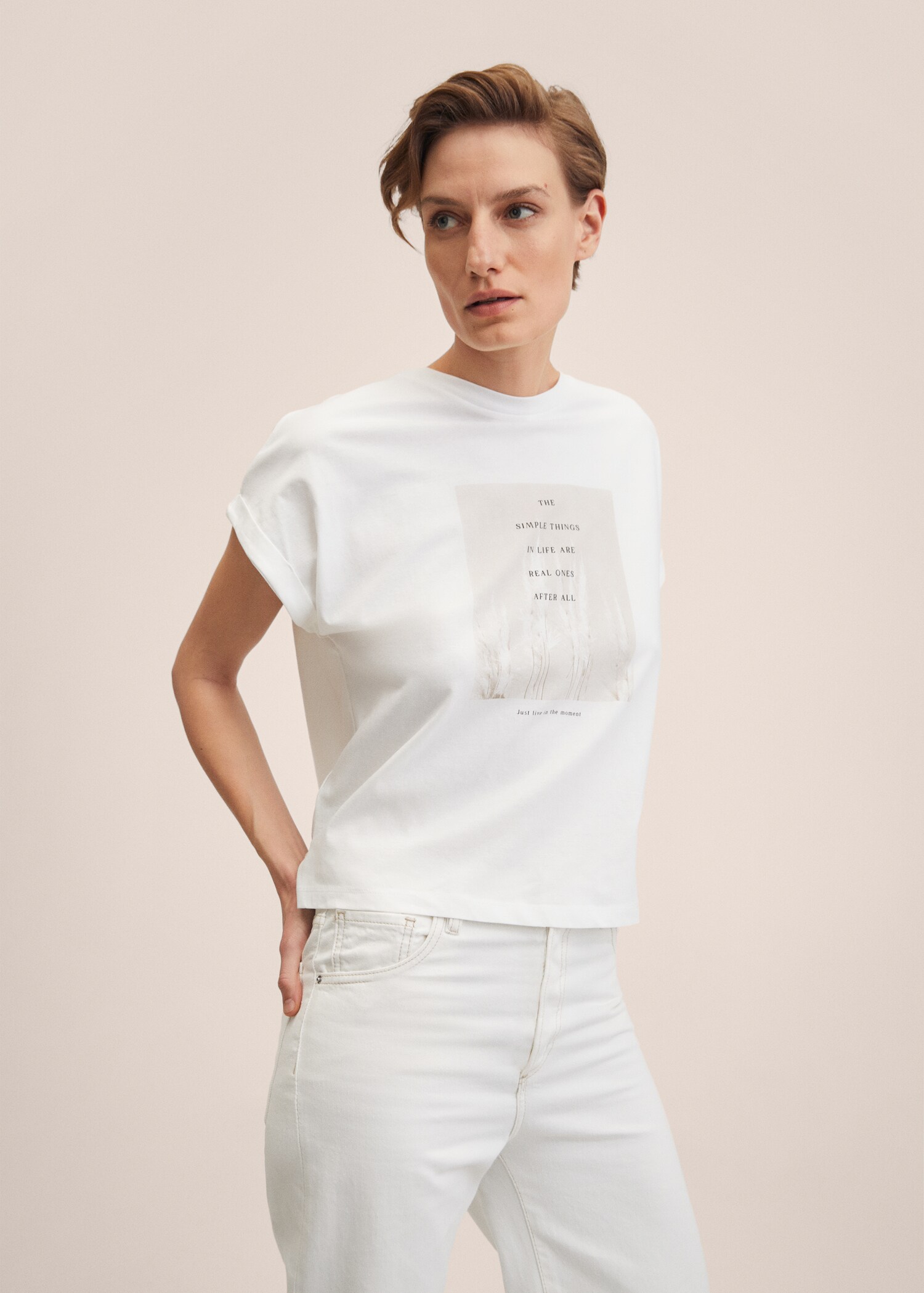 Printed cotton-blend t-shirt - Medium plane
