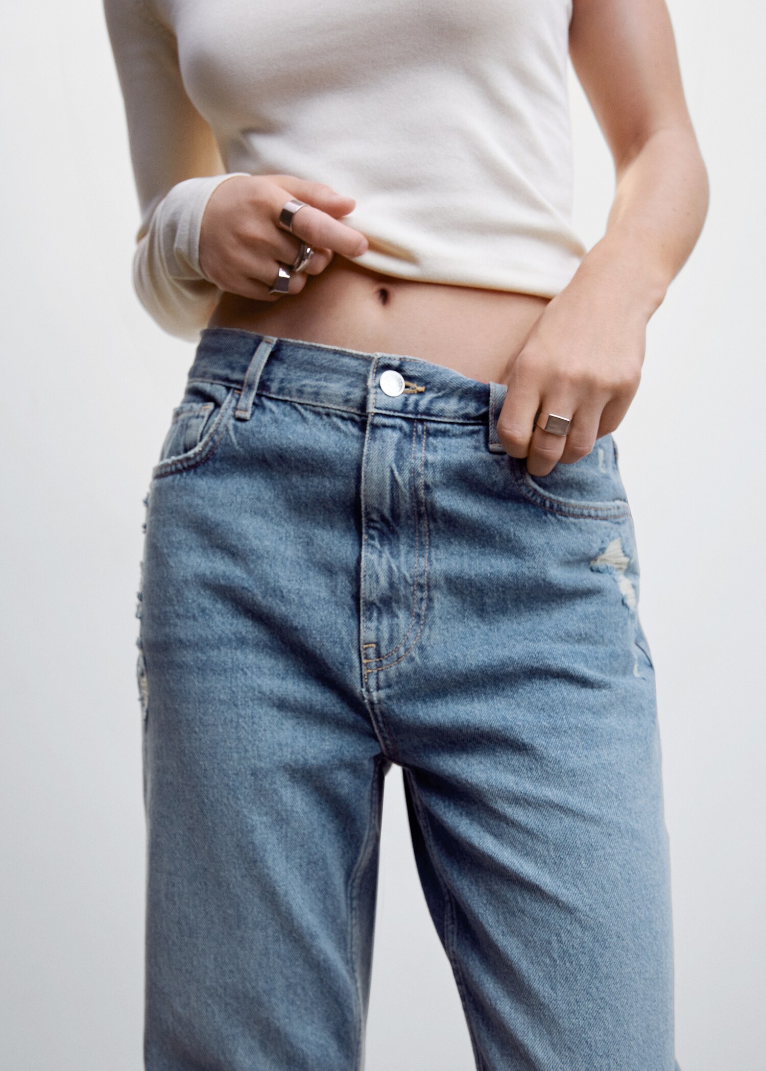 Jean droit taille haute déchiré - Détail de l'article 1