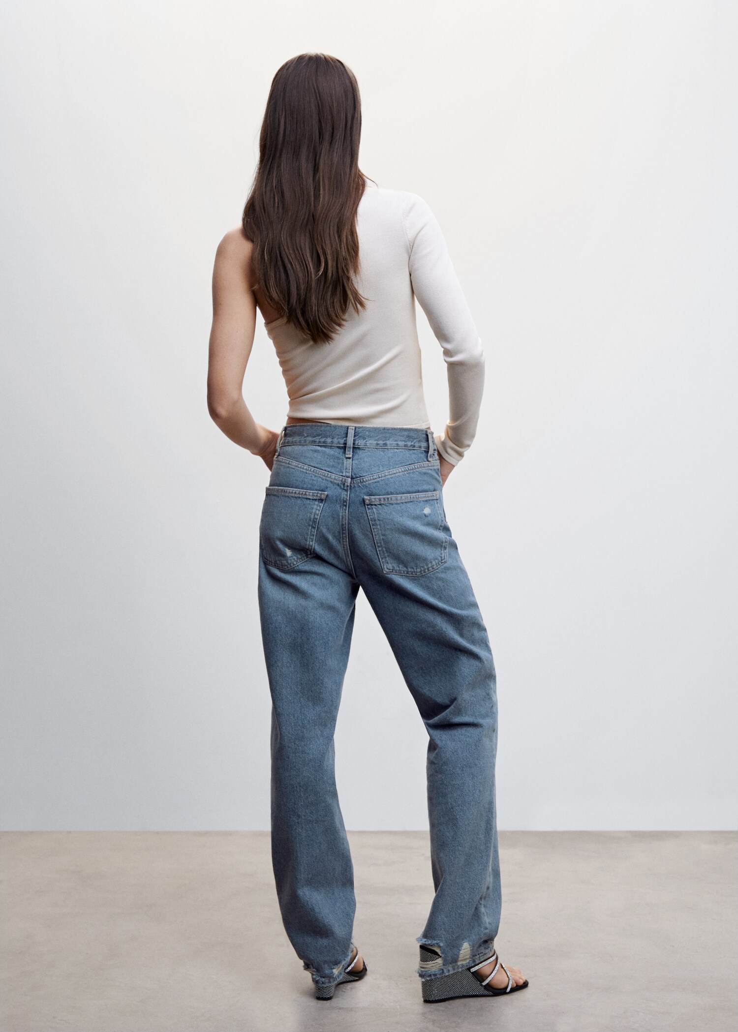 Jean droit taille haute déchiré - Verso de l’article