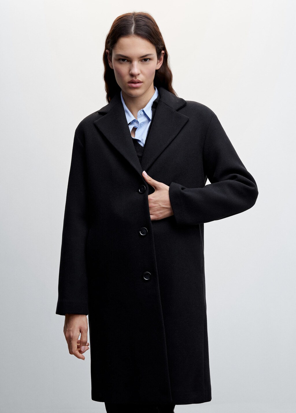 Buttoned wool deals jacket mango