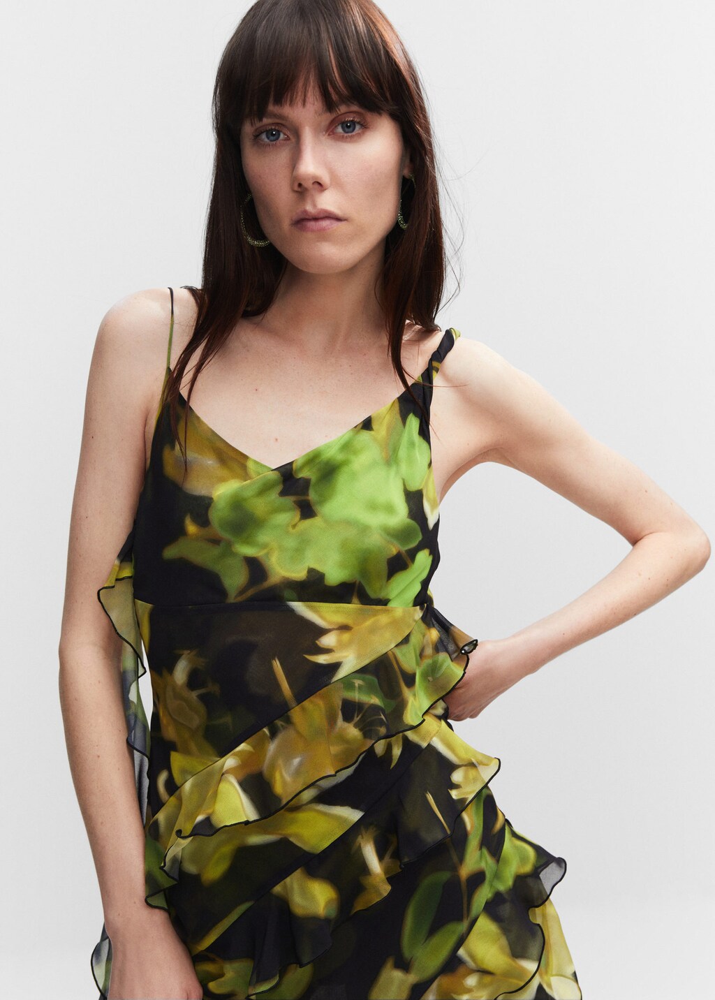 Asymmetric ruffled dress