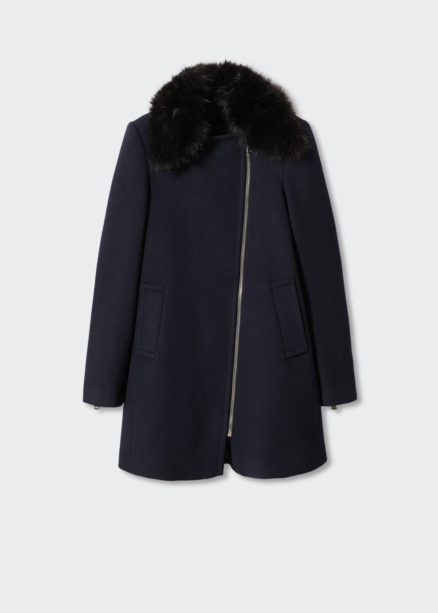 Detachable fur-effect collar coat | MANGO