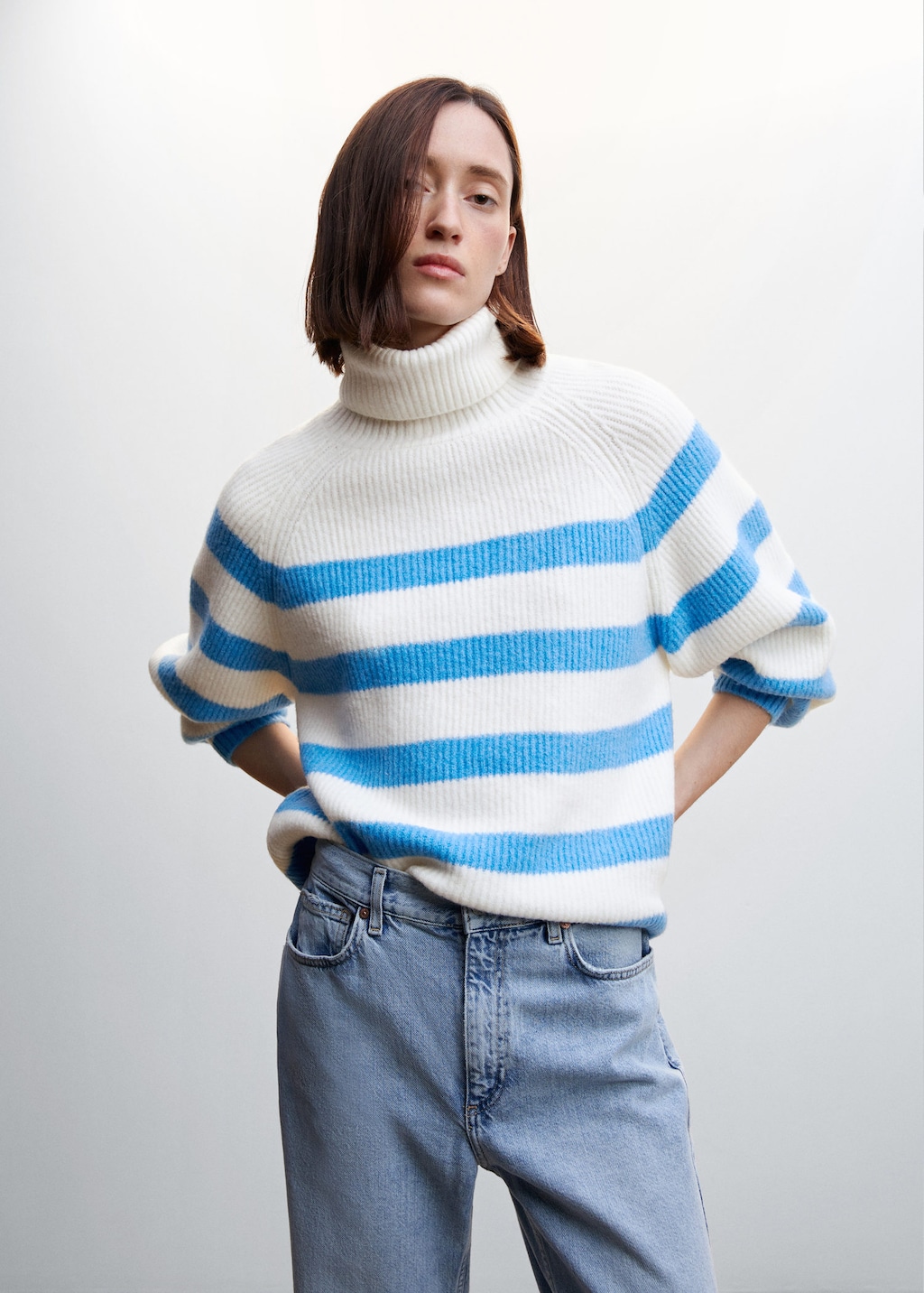 Striped turtleneck sweater