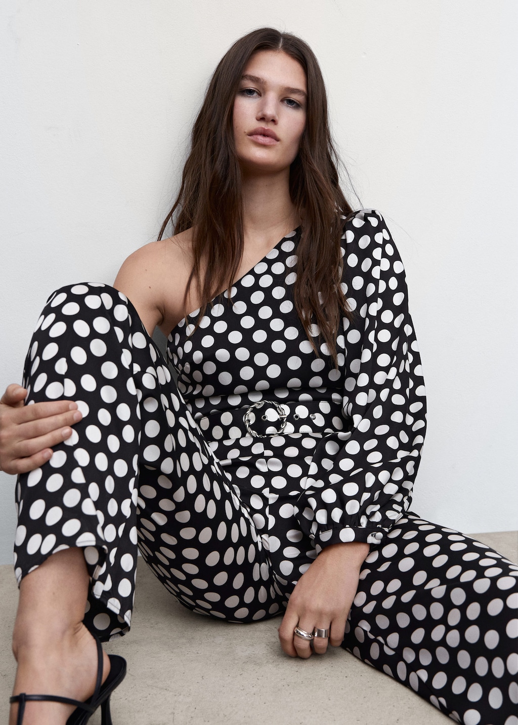 Polka dots asymmetric jumpsuit MANGO