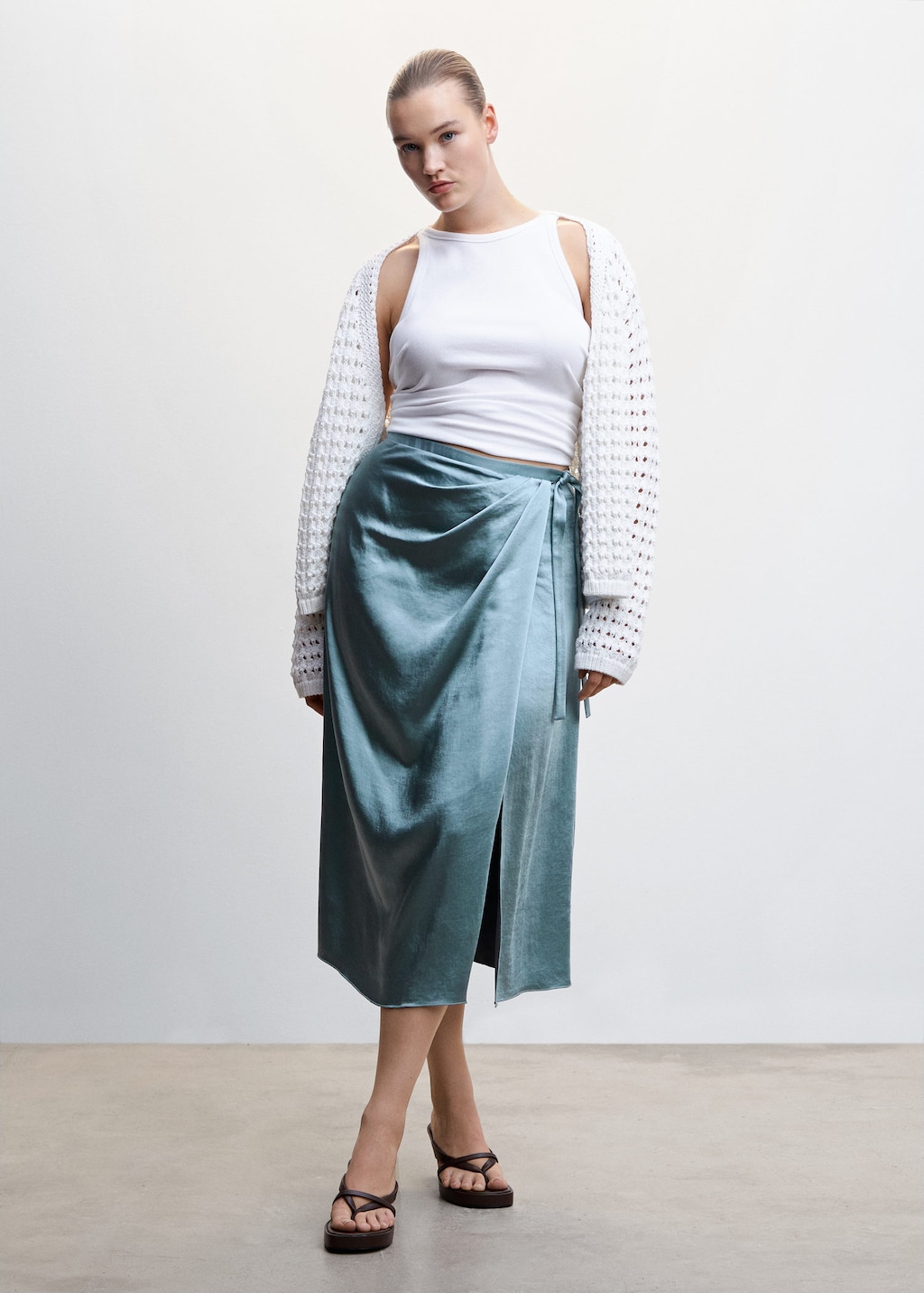Silk midi skirt clearance wrap