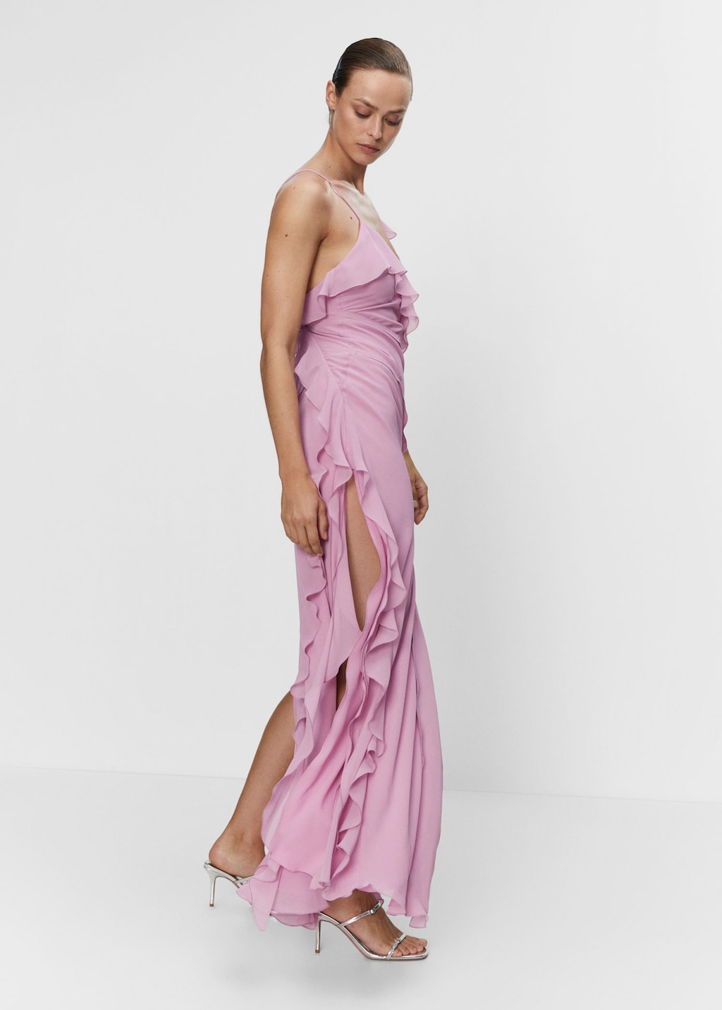 Ruffle 2025 slit dress