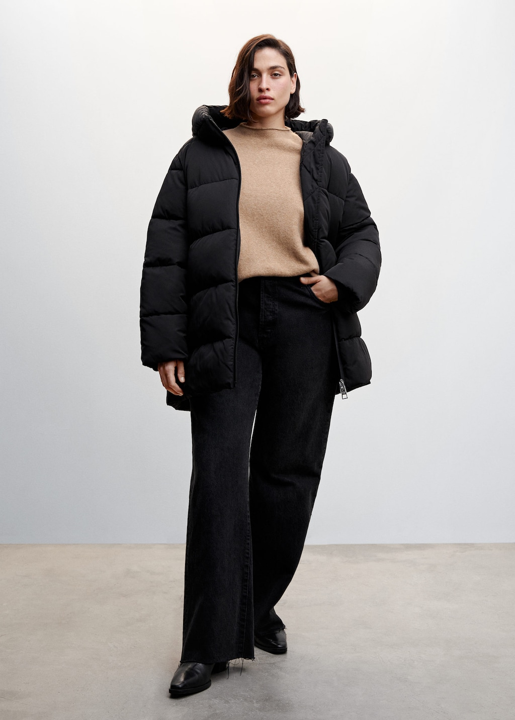 Mango hood outlet quilted coat