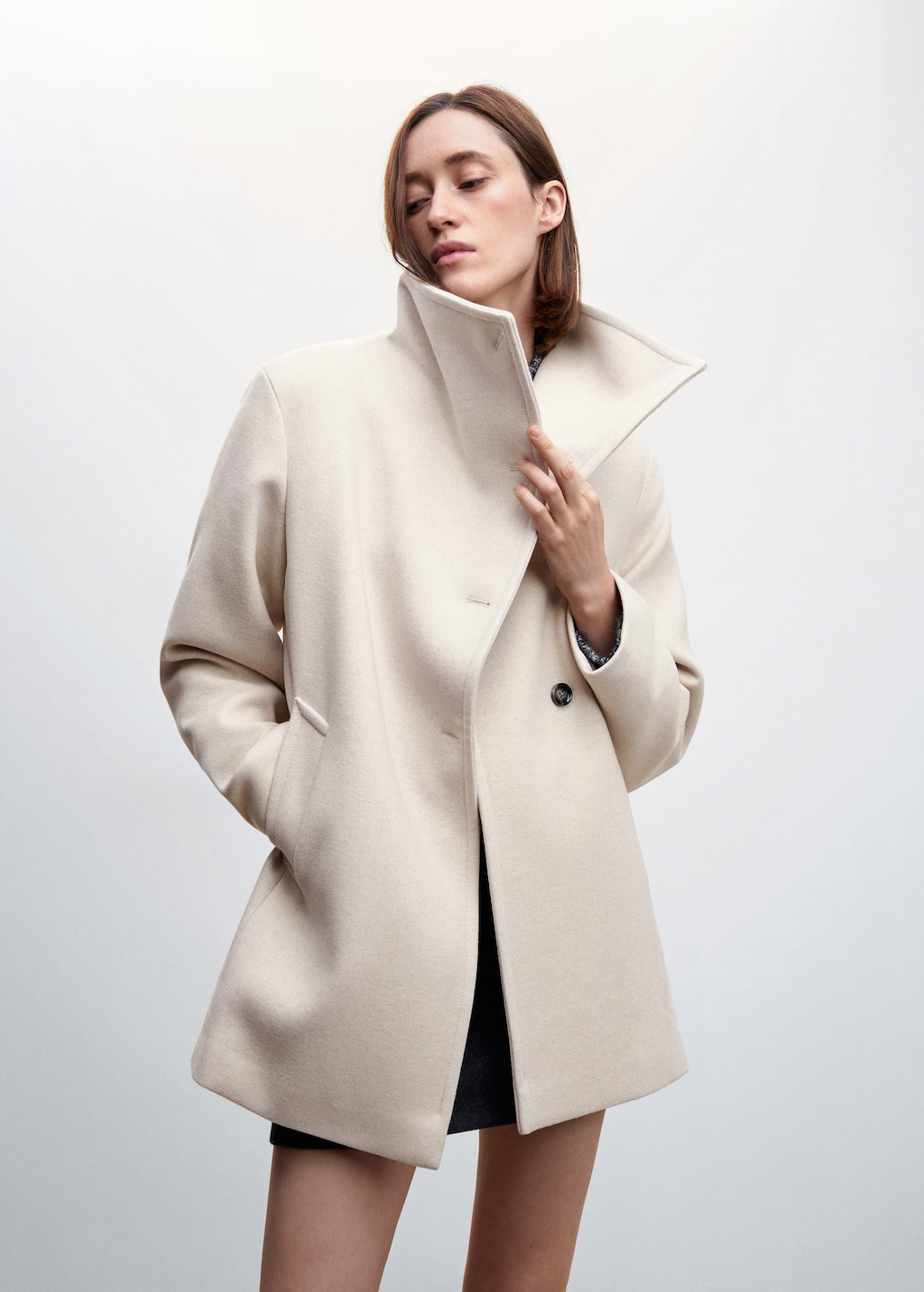 Wool lapel shop coat womens
