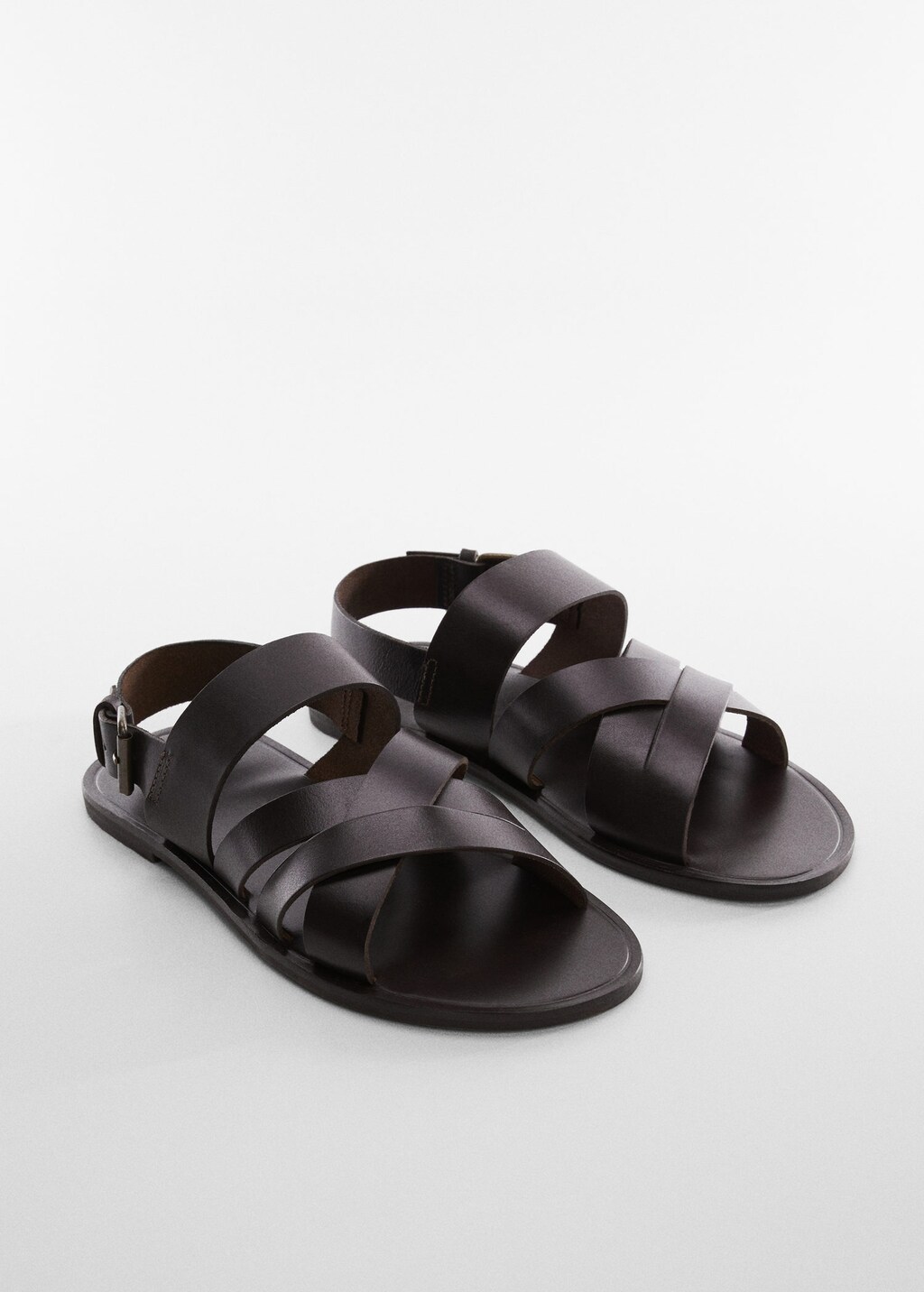 Leather sandals with straps MANGO