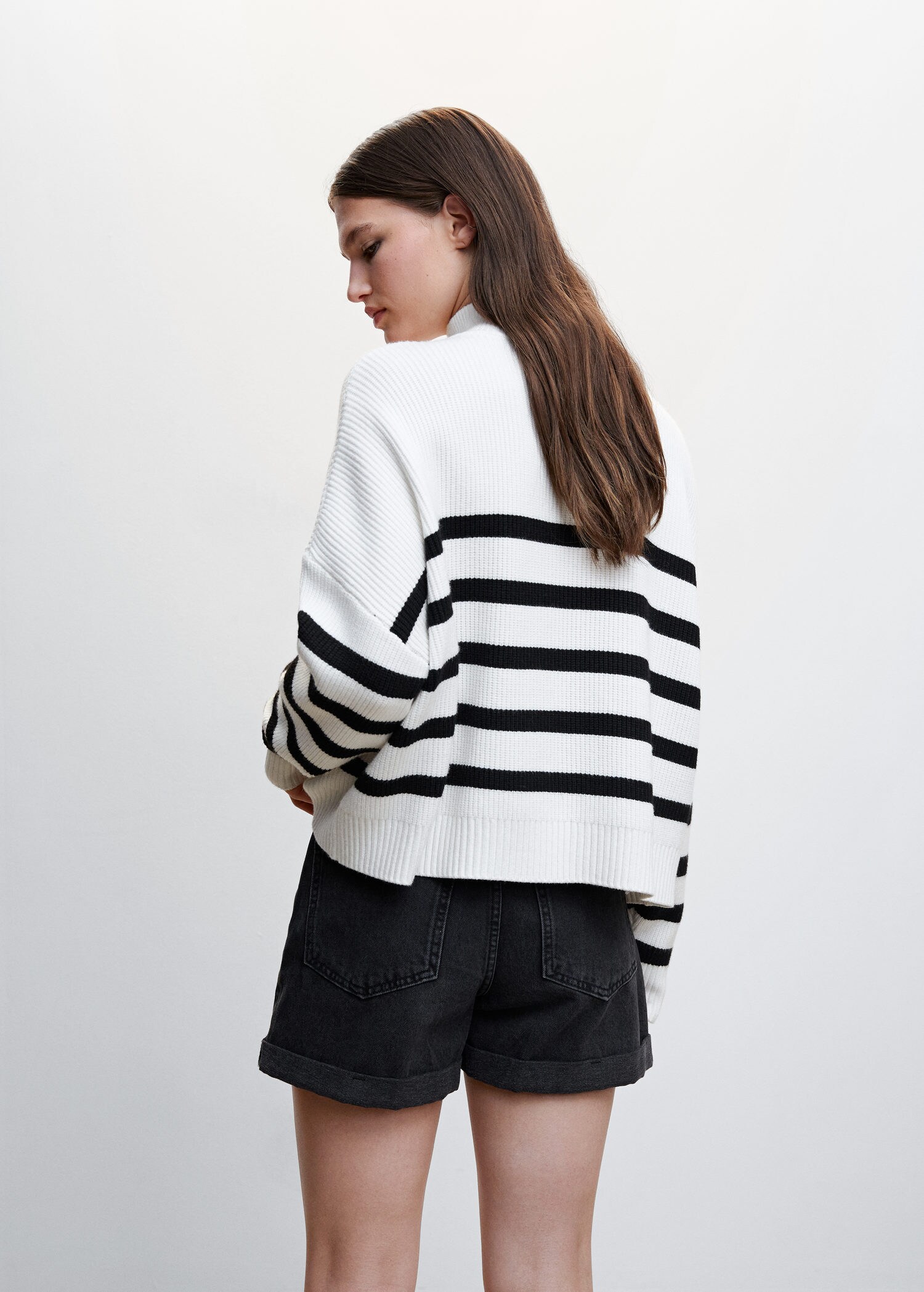 Striped sweater with zip