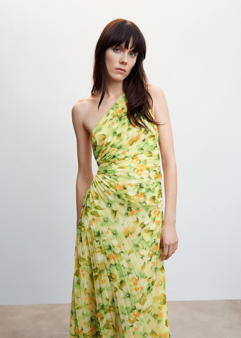 Robe asym trique pliss e MANGO