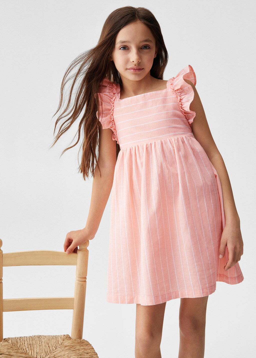 Mango striped linen dress cheap