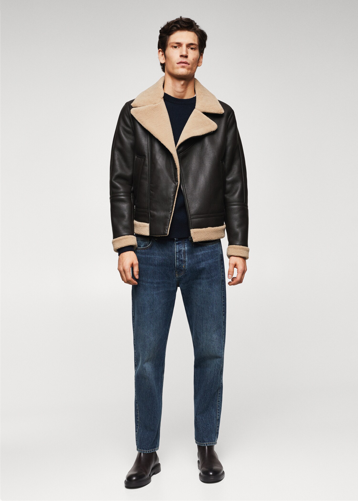 Faux shearling-lined jacket - General plane