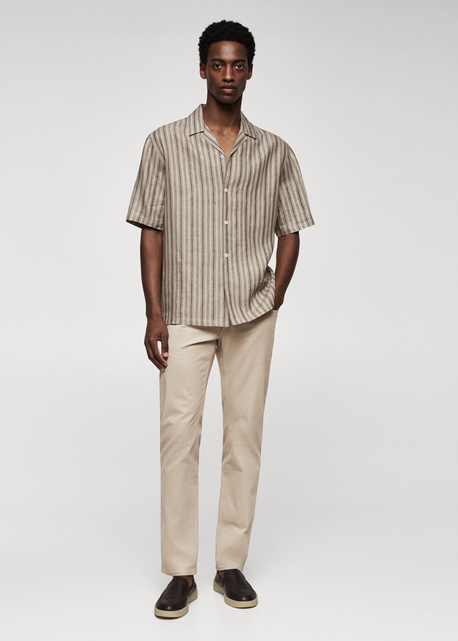 Slim fit denim-effect serge trousers - General plane