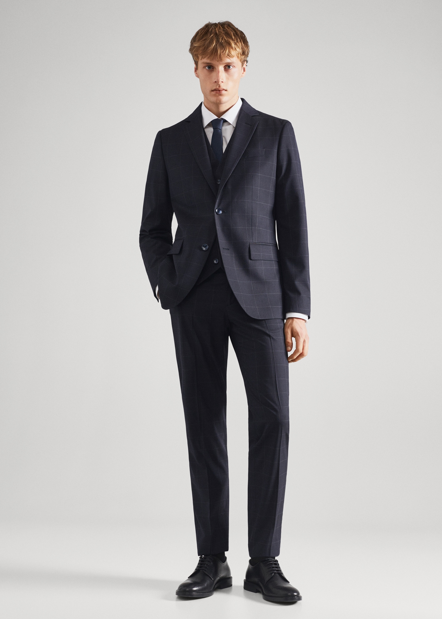 Slim fit check suit trousers