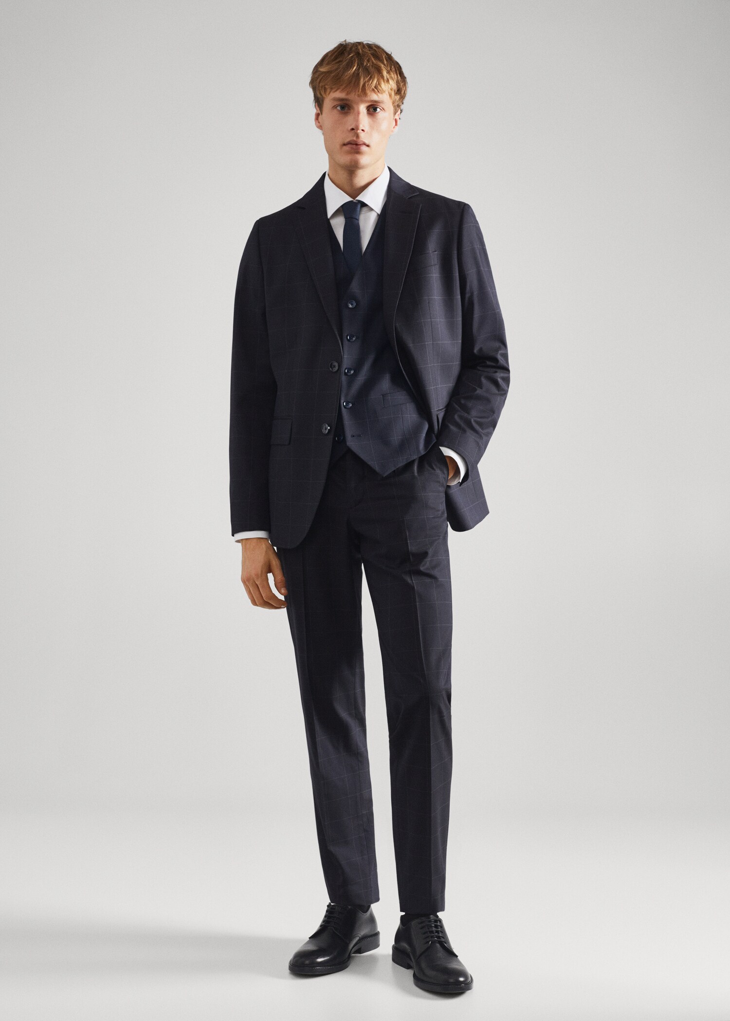 Slim-fit check suit vest - General plane
