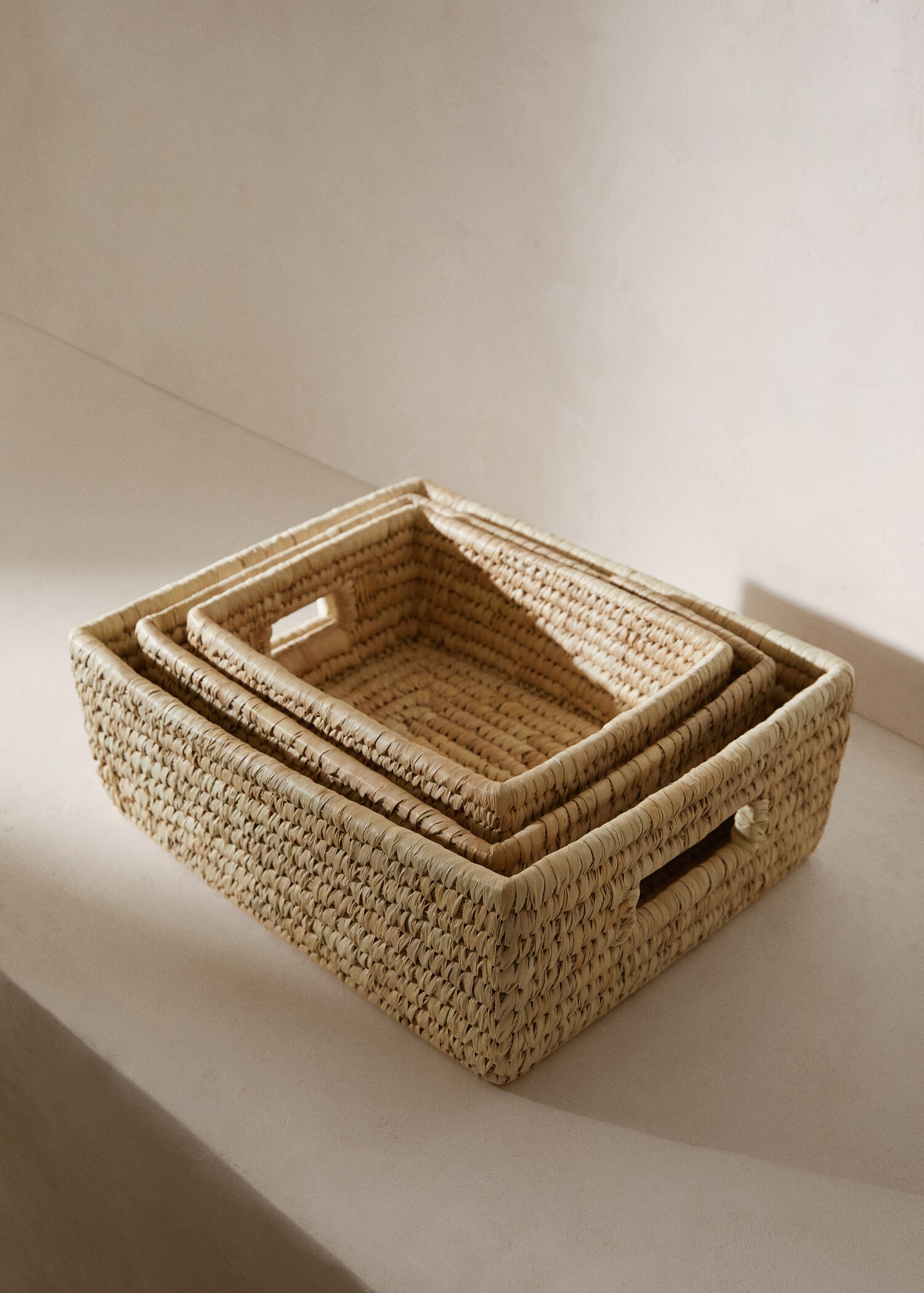 Rechteckiger Korb aus Naturfasern 30 x 22 cm - Allgemeine Ansicht