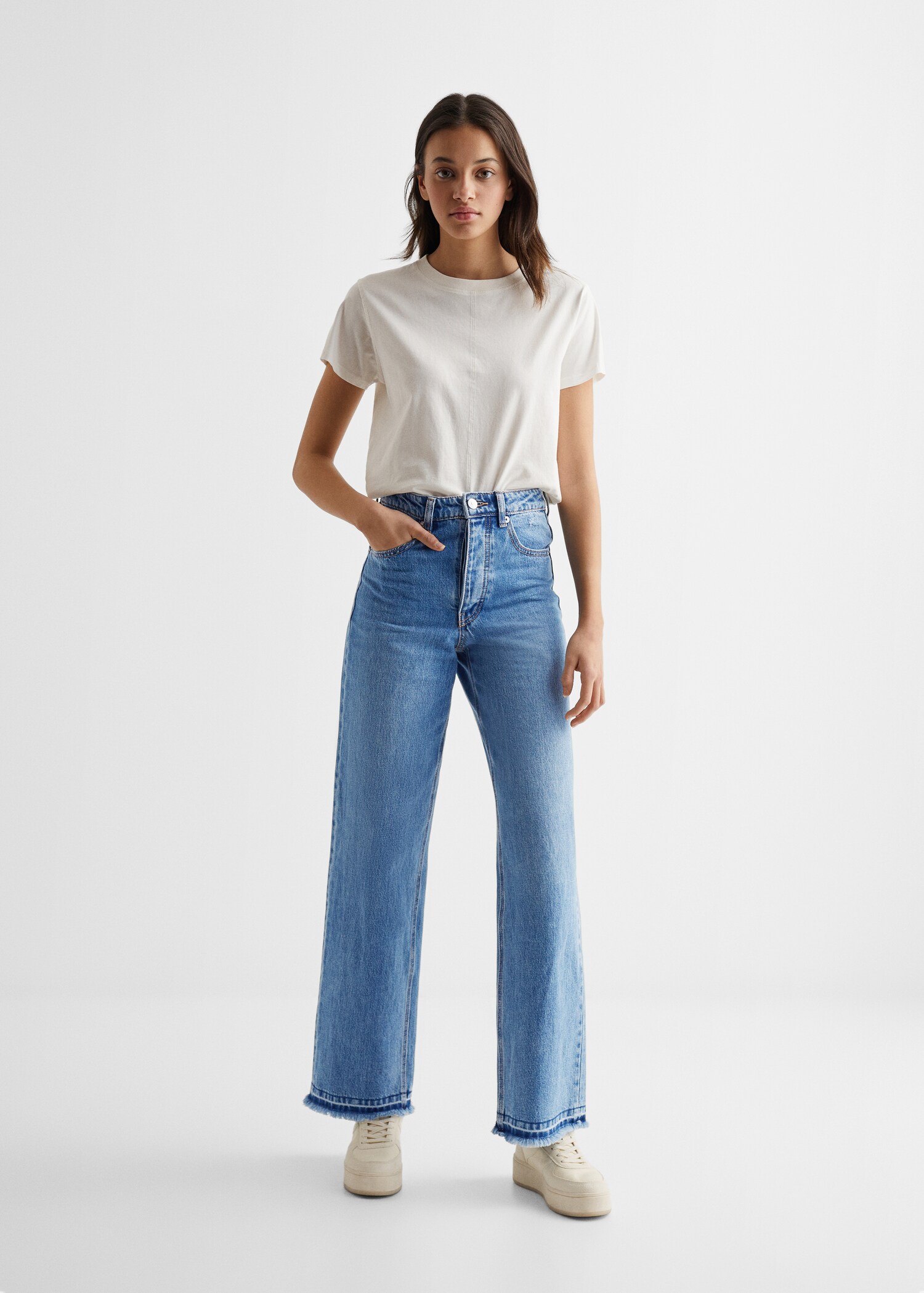Decorative ripped wideleg jeans - General plane