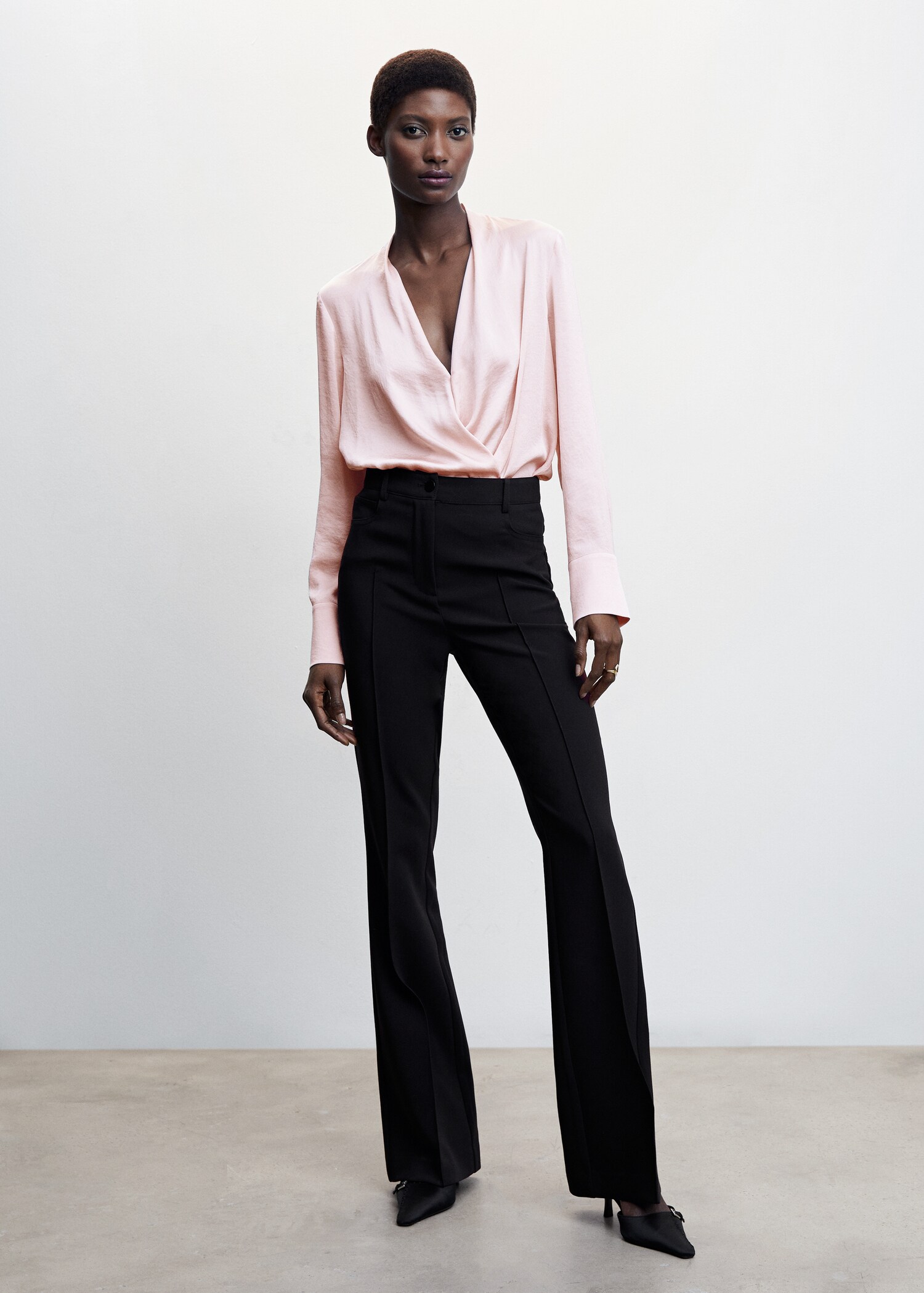 Satin wrap blouse - General plane