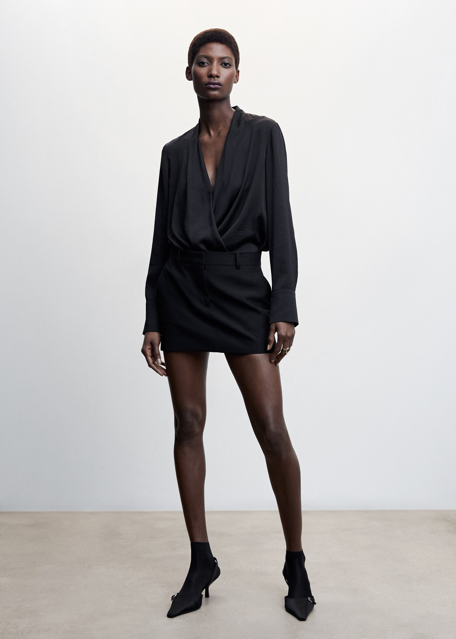 Satin wrap blouse - General plane