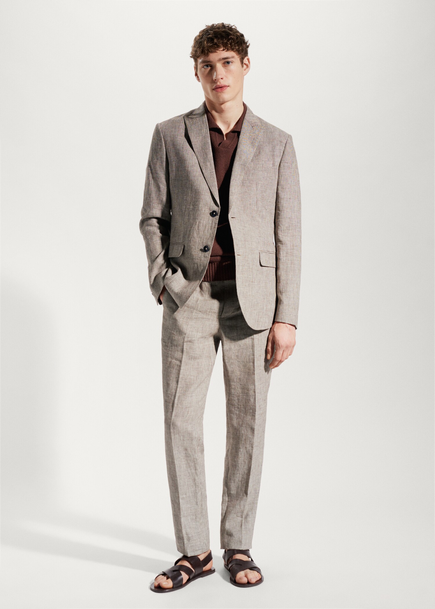 Blazer suit 100% linen - General plane