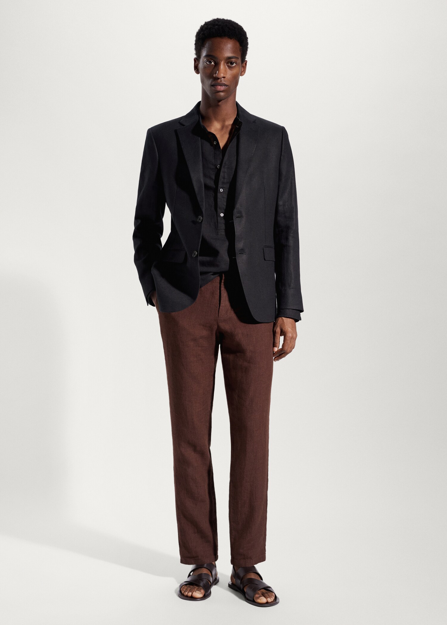 100% linen slim fit blazer - General plane