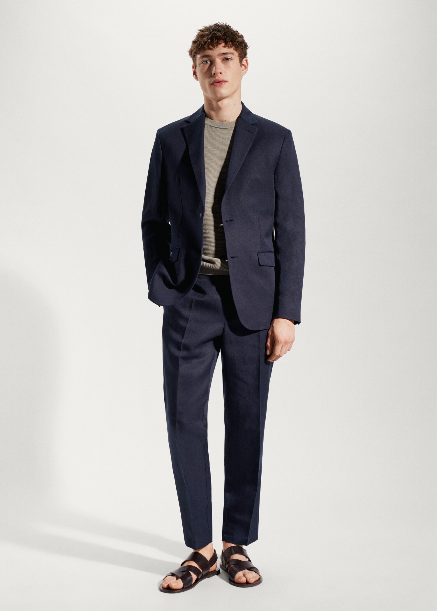 Slim fit linen suit blazer - General plane