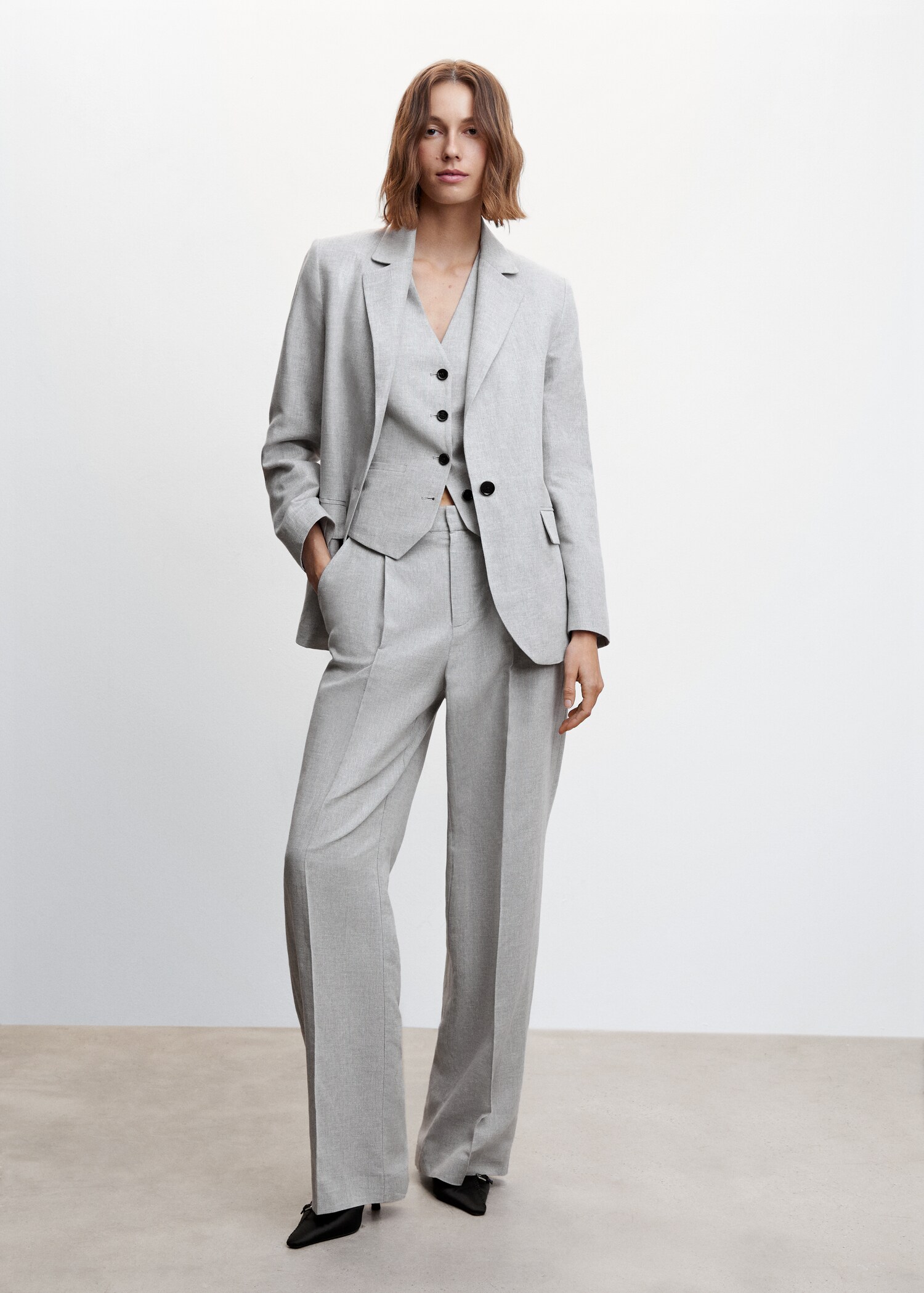 Herringbone linen suit vest - General plane
