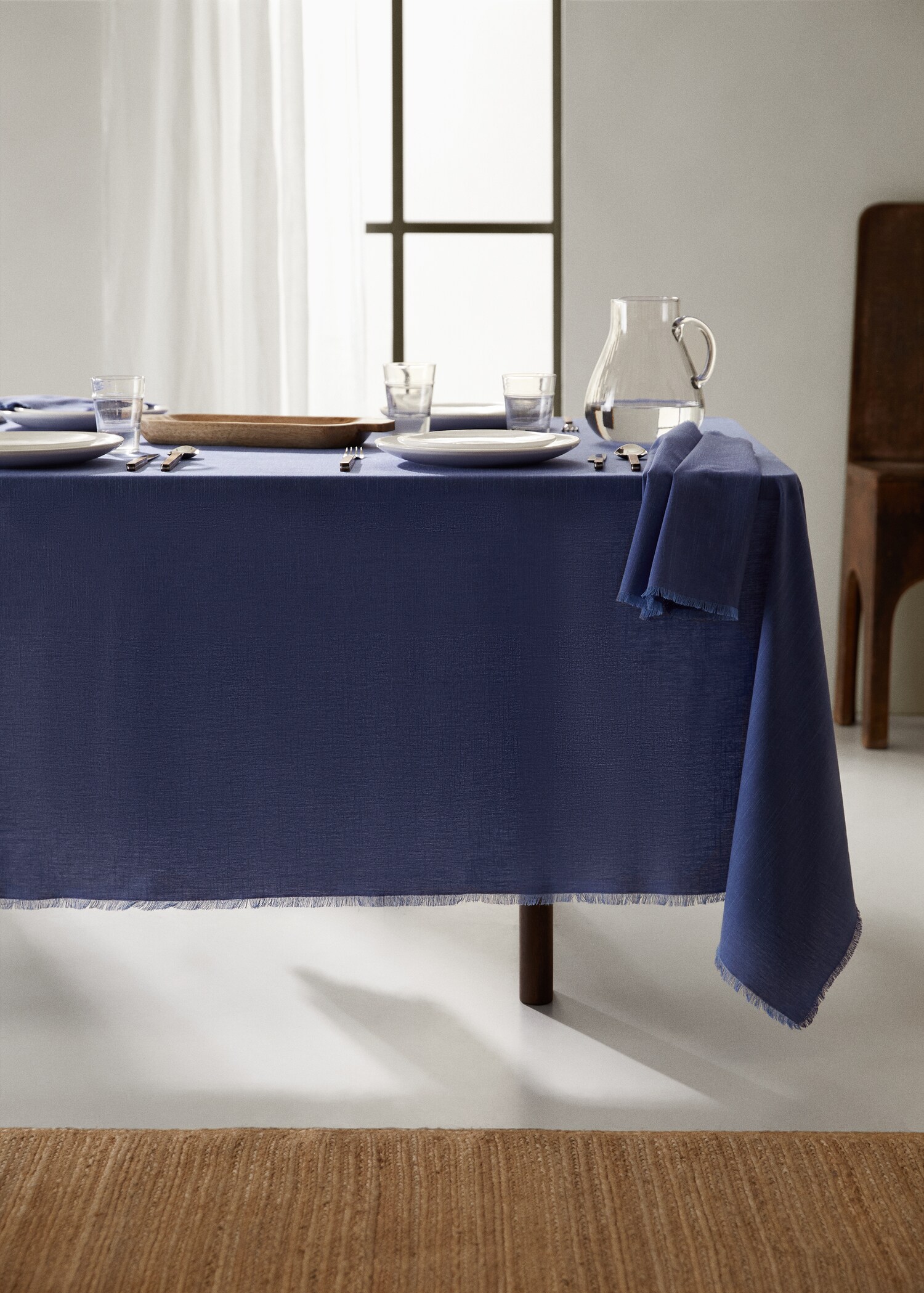 Față de masă din bumbac destrămat 150x150 cm - Plan general