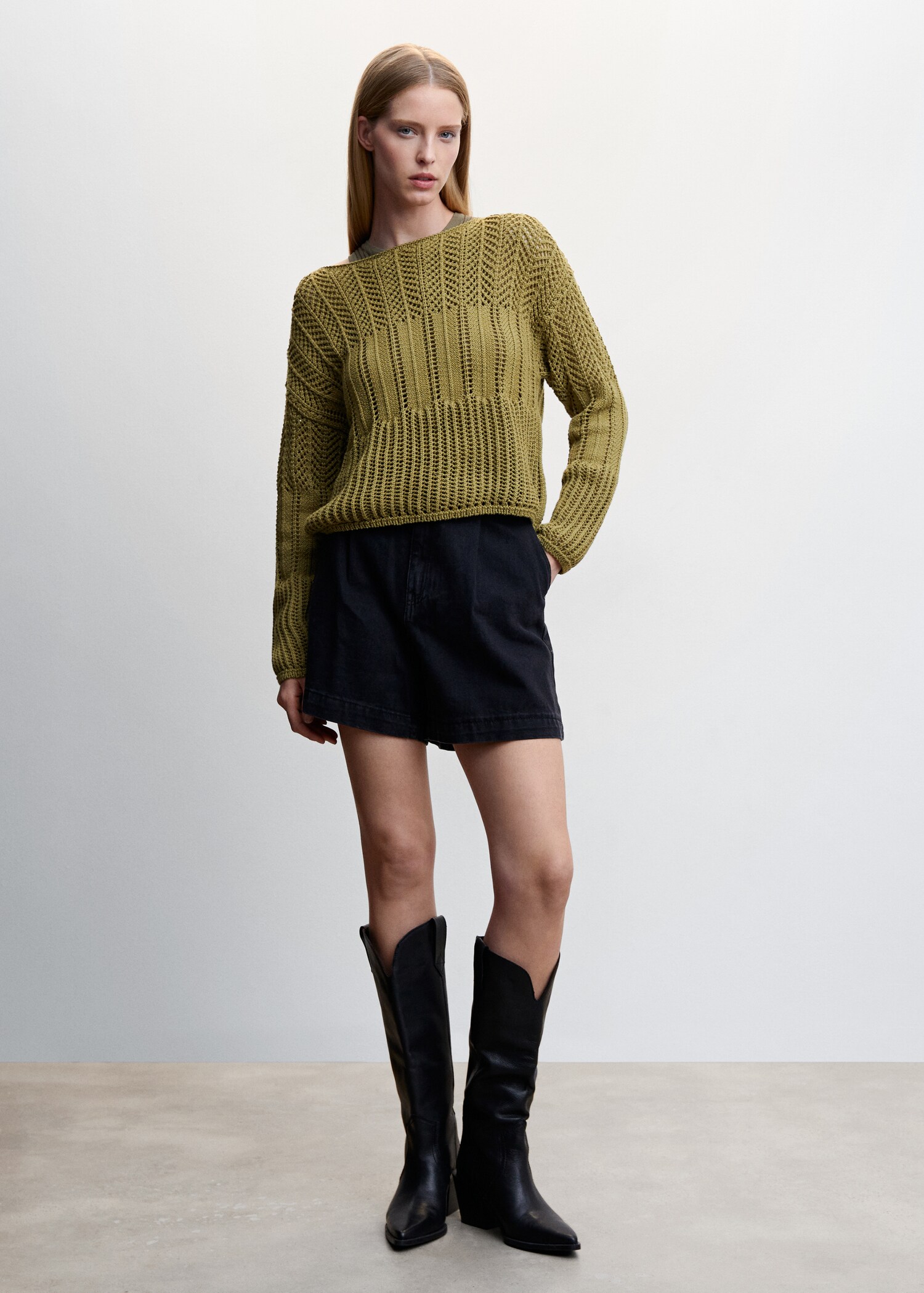 Openwork boat-neck sweater - General plane
