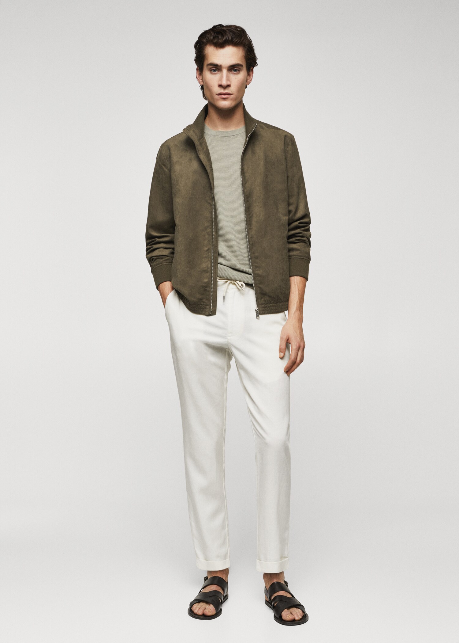 Suede-effect bomber jacket - General plane