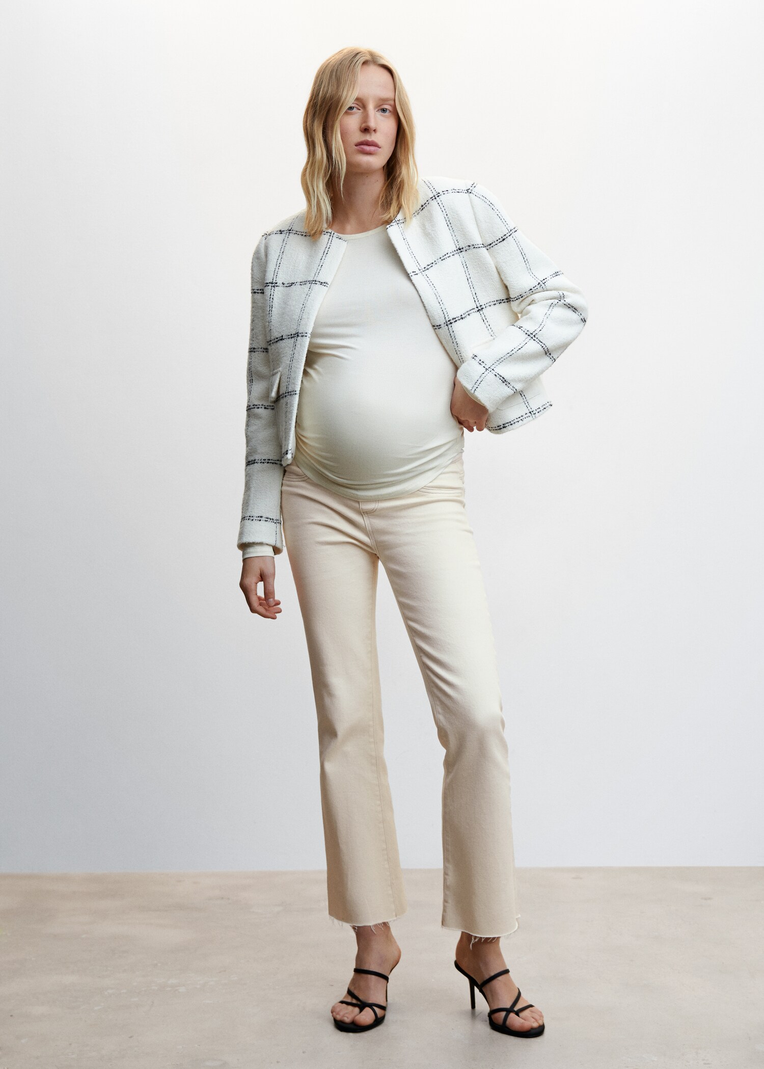 Blugi flare cropped pentru gravide - Plan general