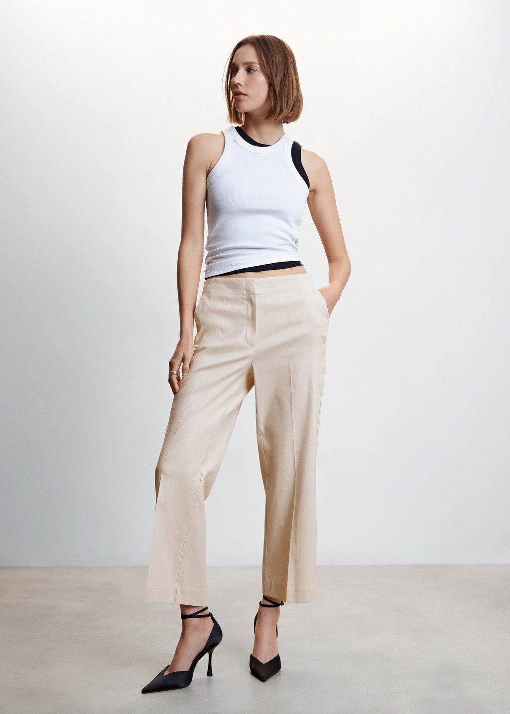 Straight linen-blend pants - image 2