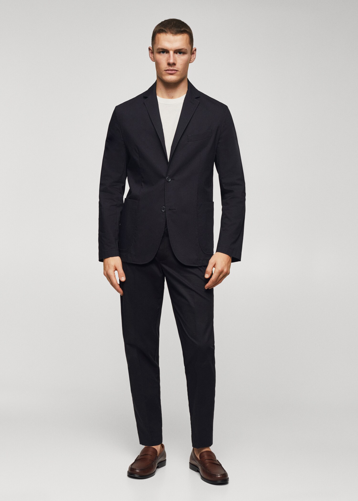 Sacou de costum slim fit din bumbac - Plan general