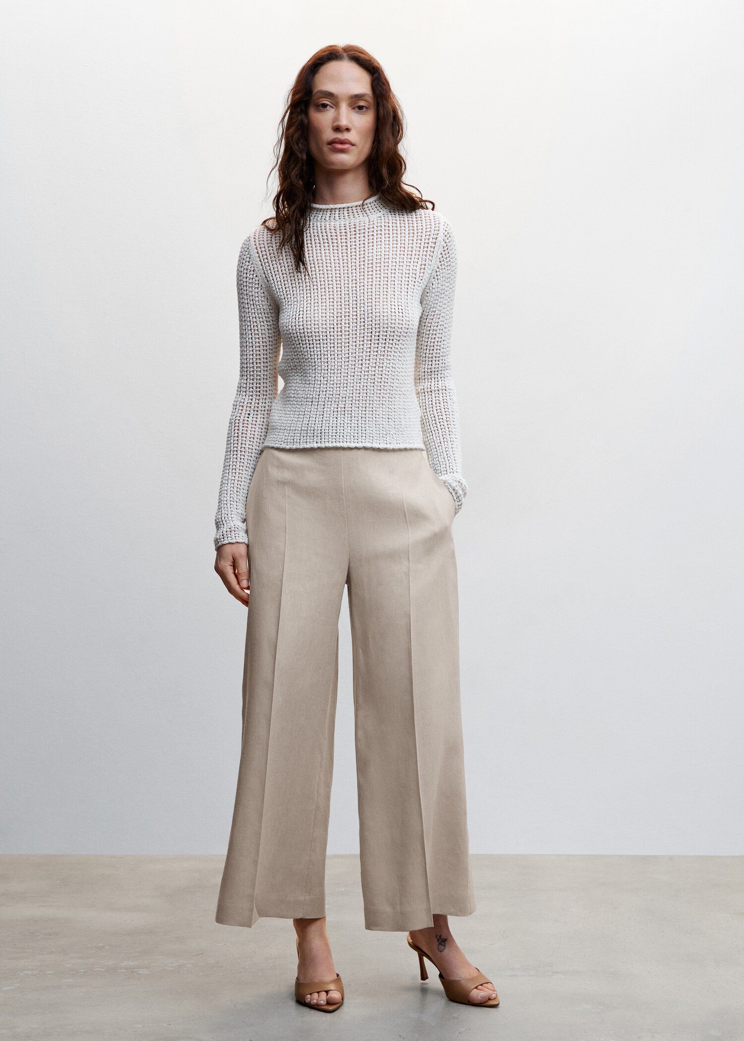 100% linen culotte pants  - General plane