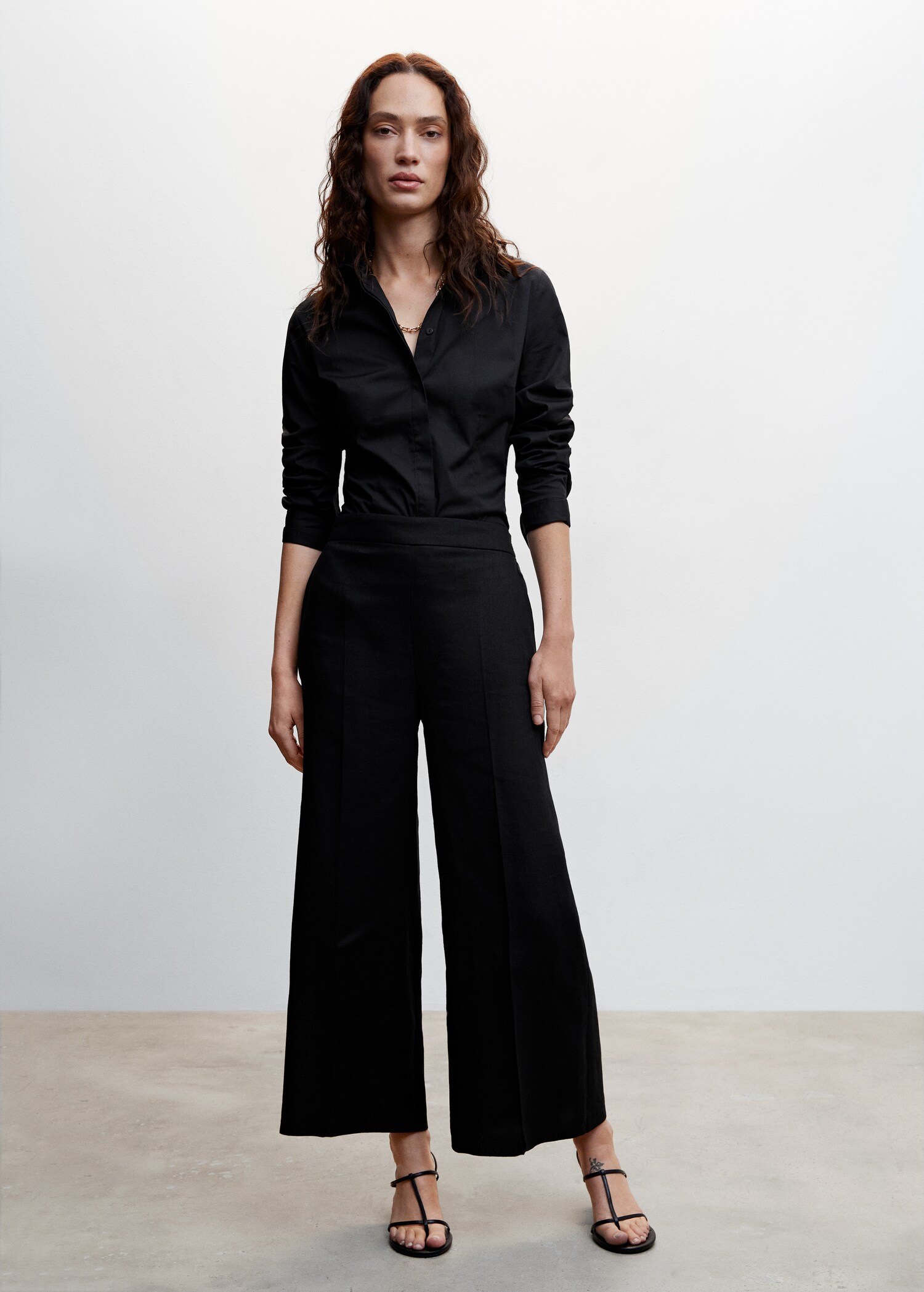 100% linen culotte pants  - General plane