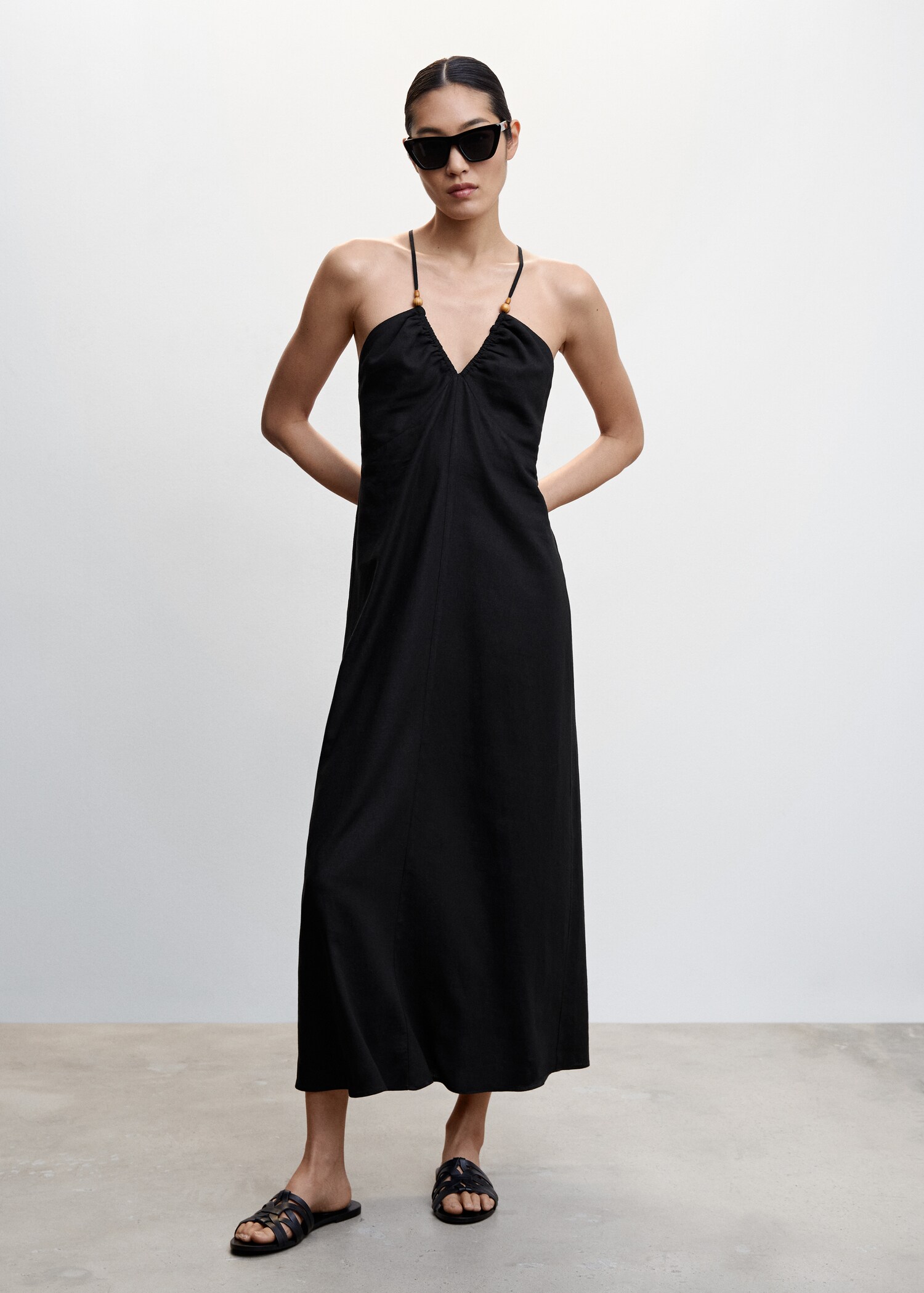 Linen cross-back dress - General plane