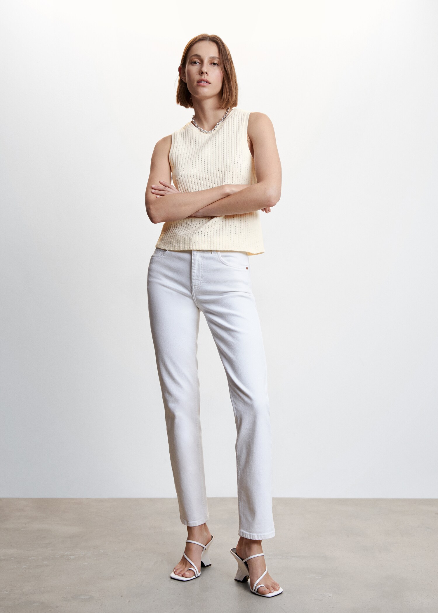Openwork details knit top - General plane