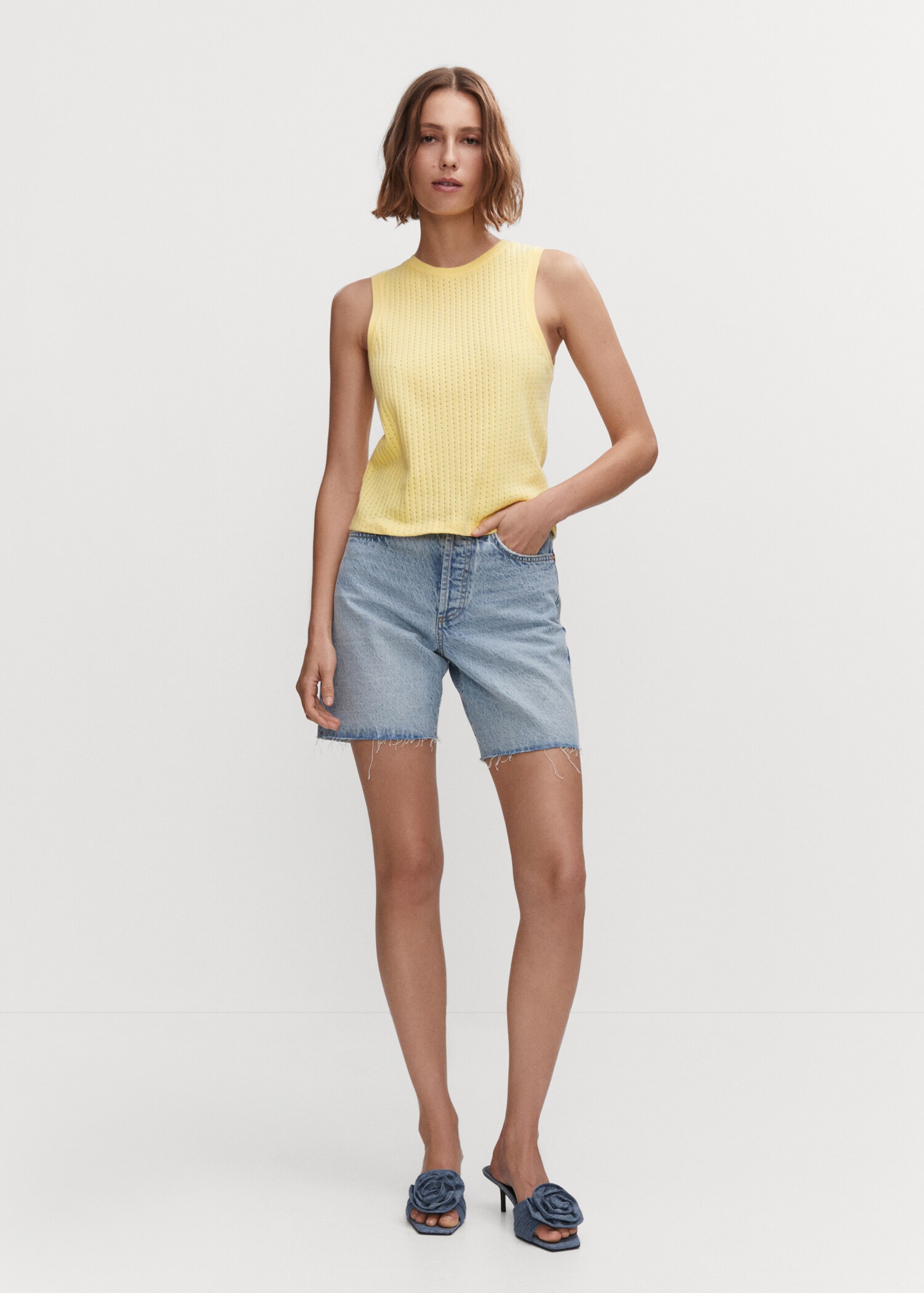 Openwork details knit top - General plane