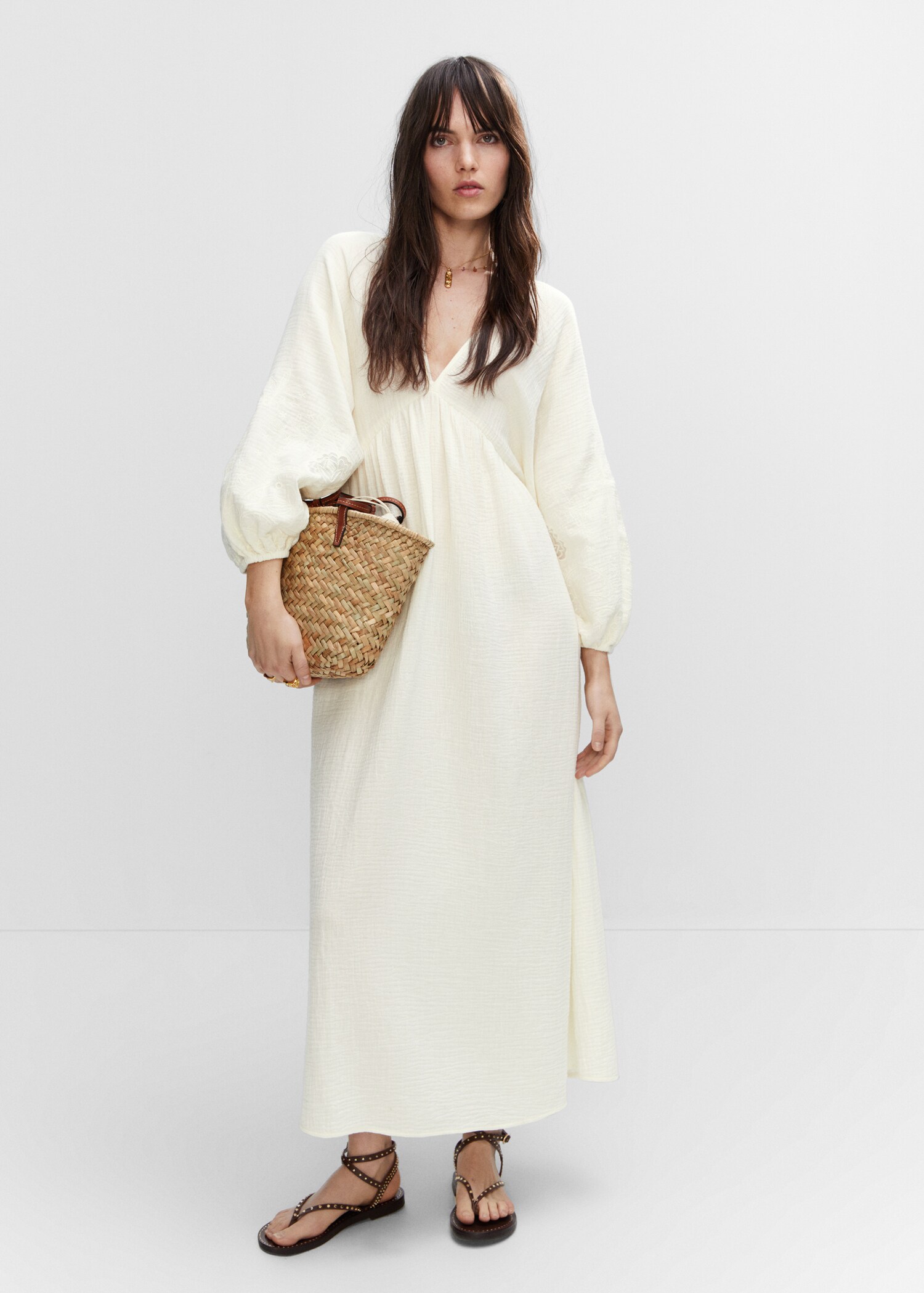 Embroidered open back dress - General plane