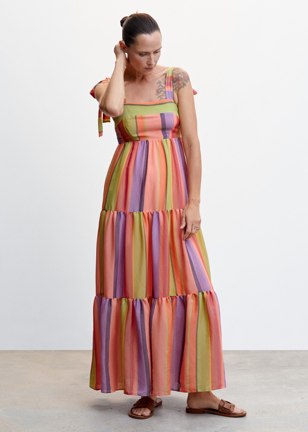 Robe longue rayures