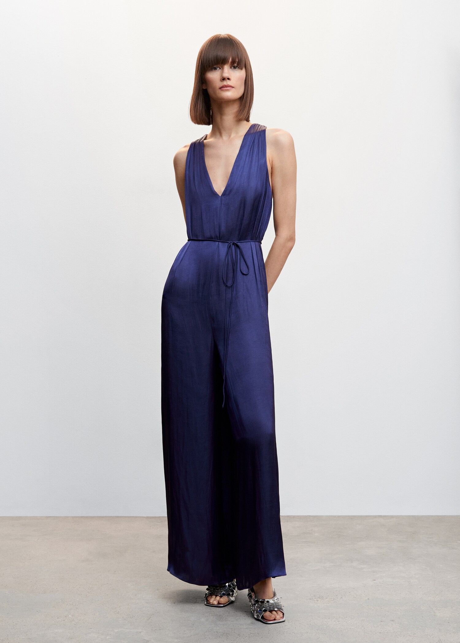 Satin cross-back jumpsuit  - General plane