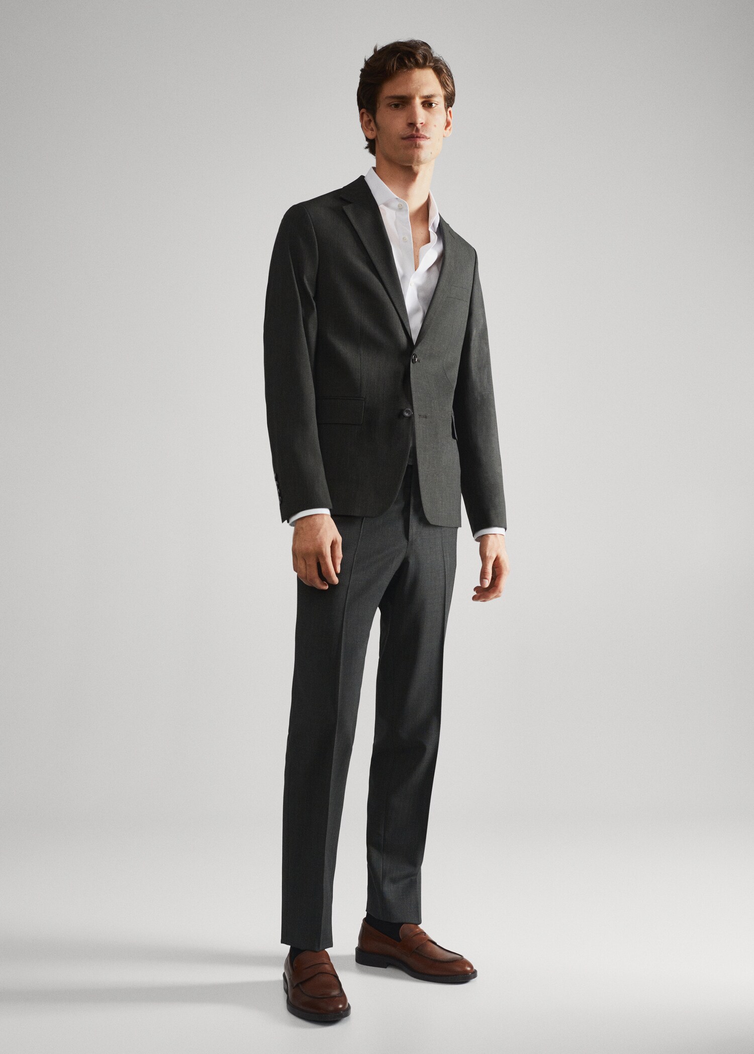 Camisa traje slim fit algodón - Plano general