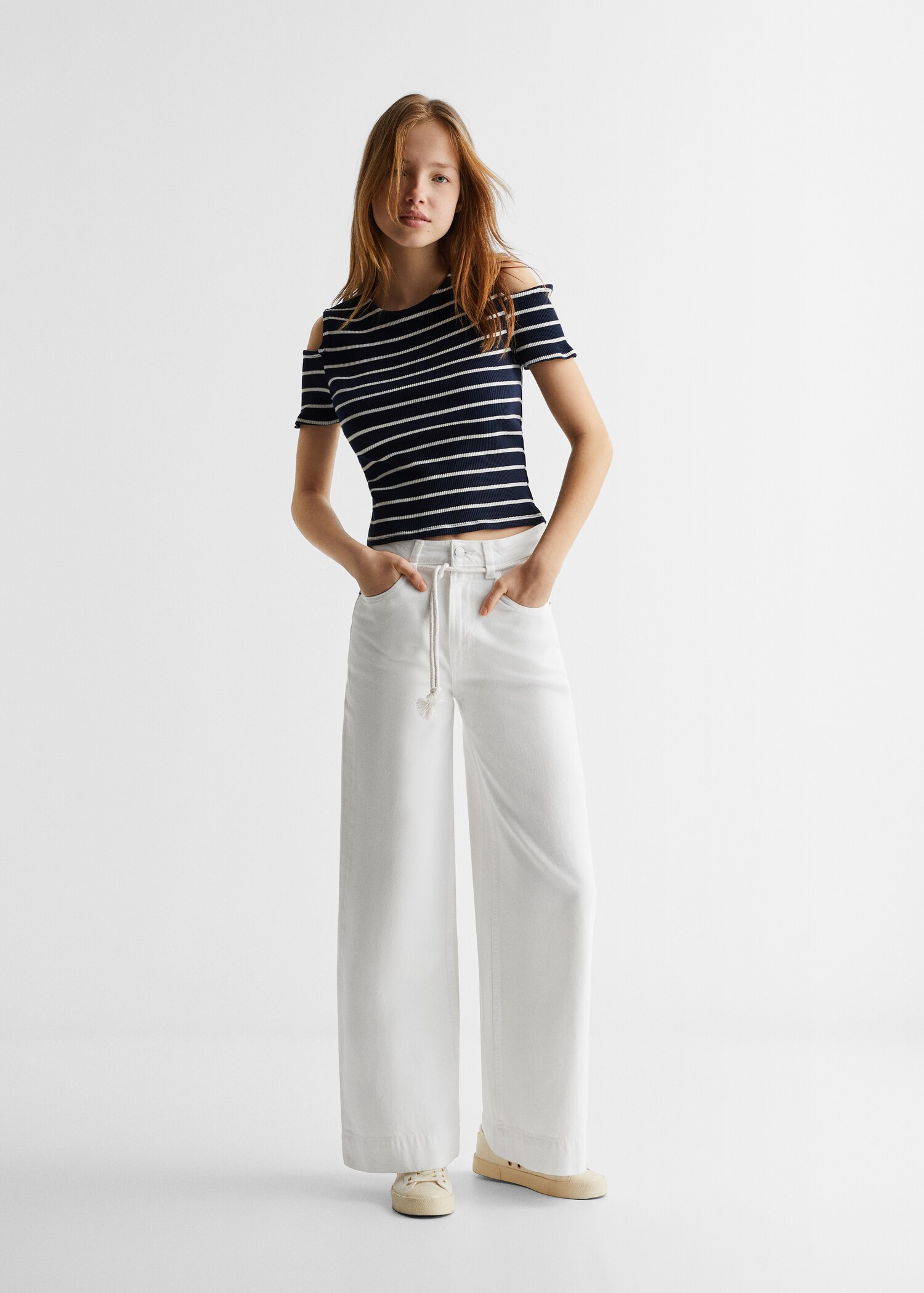 Cotton t-shirt with shoulder opening  - General plane